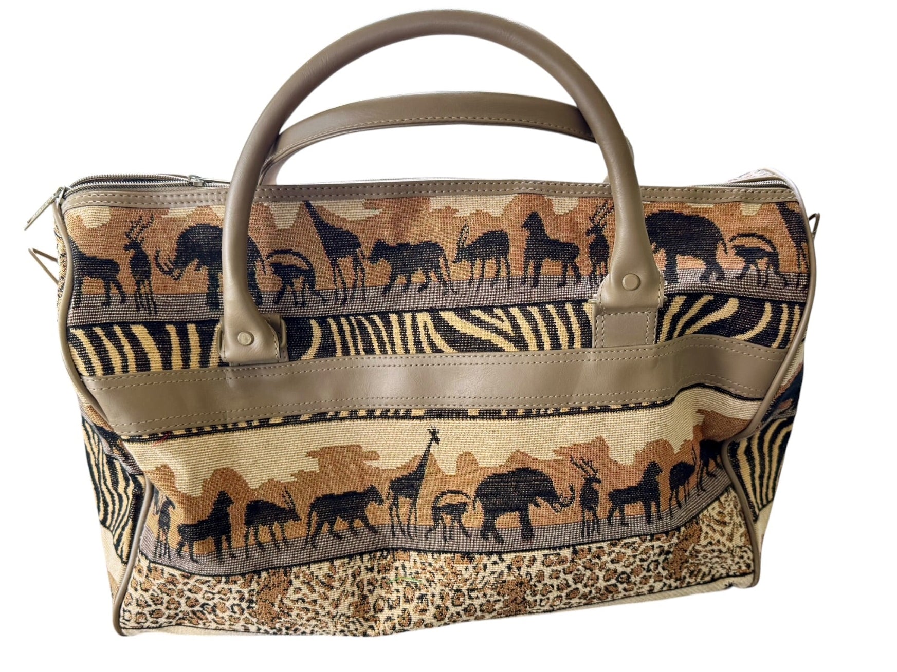 90s Pioneer Express Safari Tapestry Weekender Duffel Tribal Bag Carry On