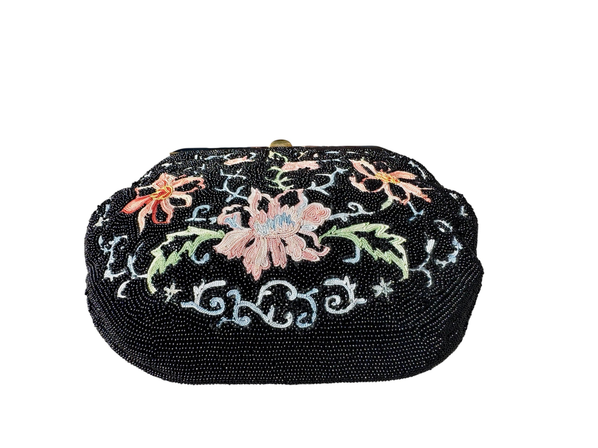 40s Josef Beaded Embroidered Floral Clutch Bag