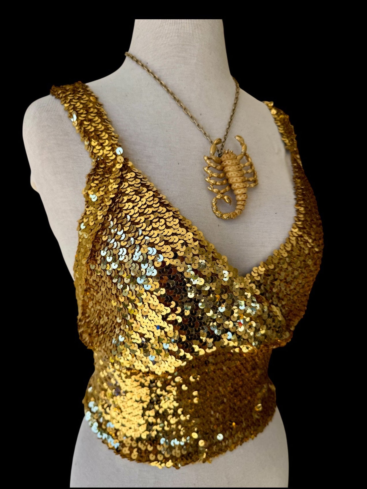 70s Gold Sequin Tank Top