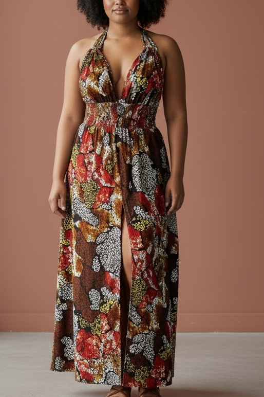 Ankara African Print Halter Dress