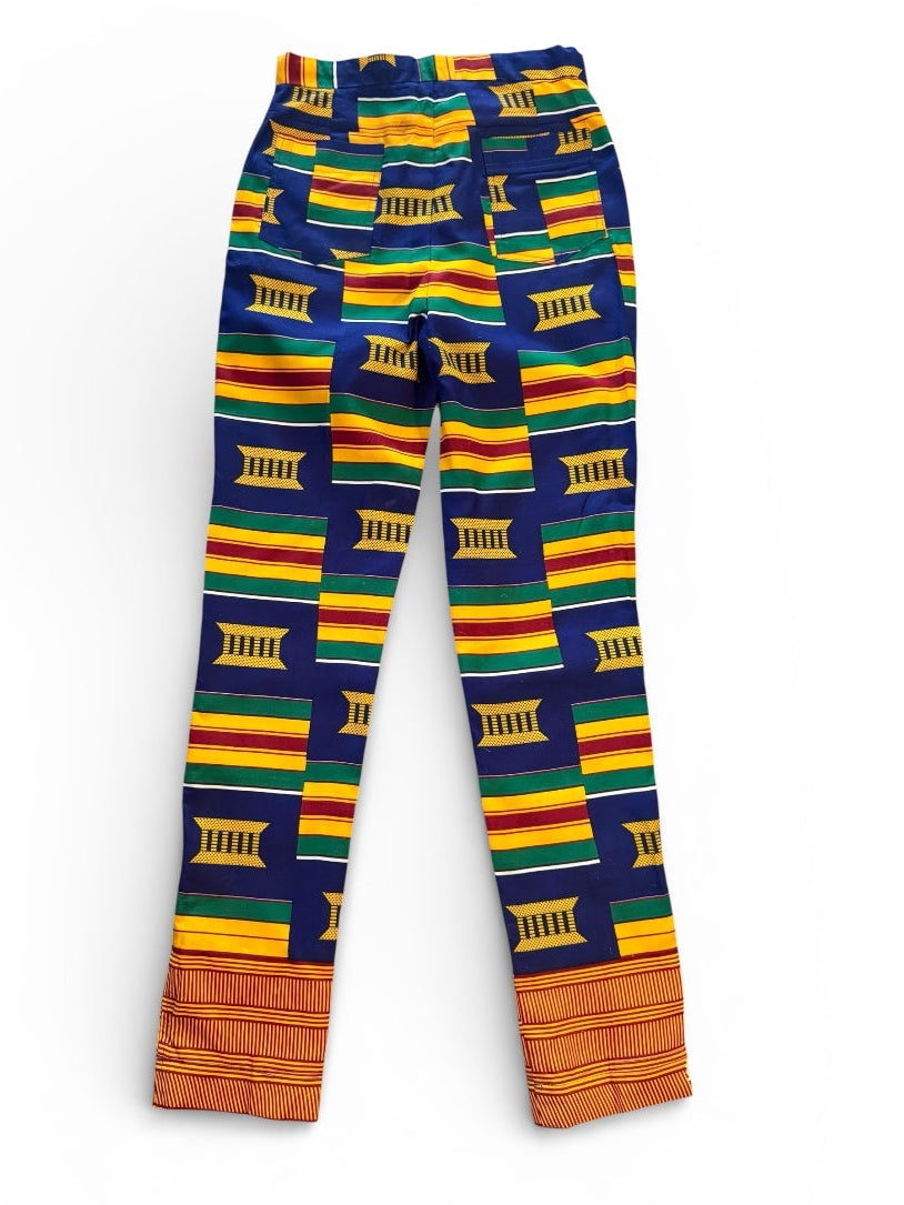 Ankara African Kente Cloth Colorful Slim Pants