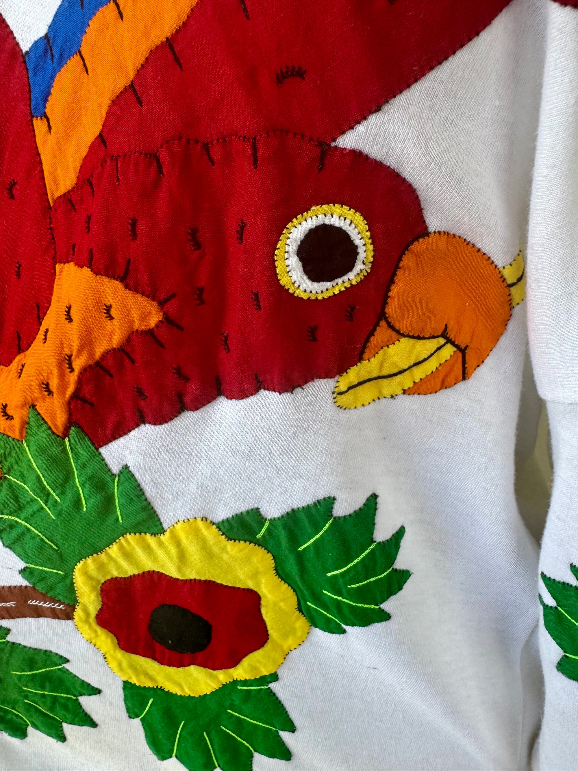 80s Canal Club Embroidered Mola Parrot Floral T-Shirt / Dress