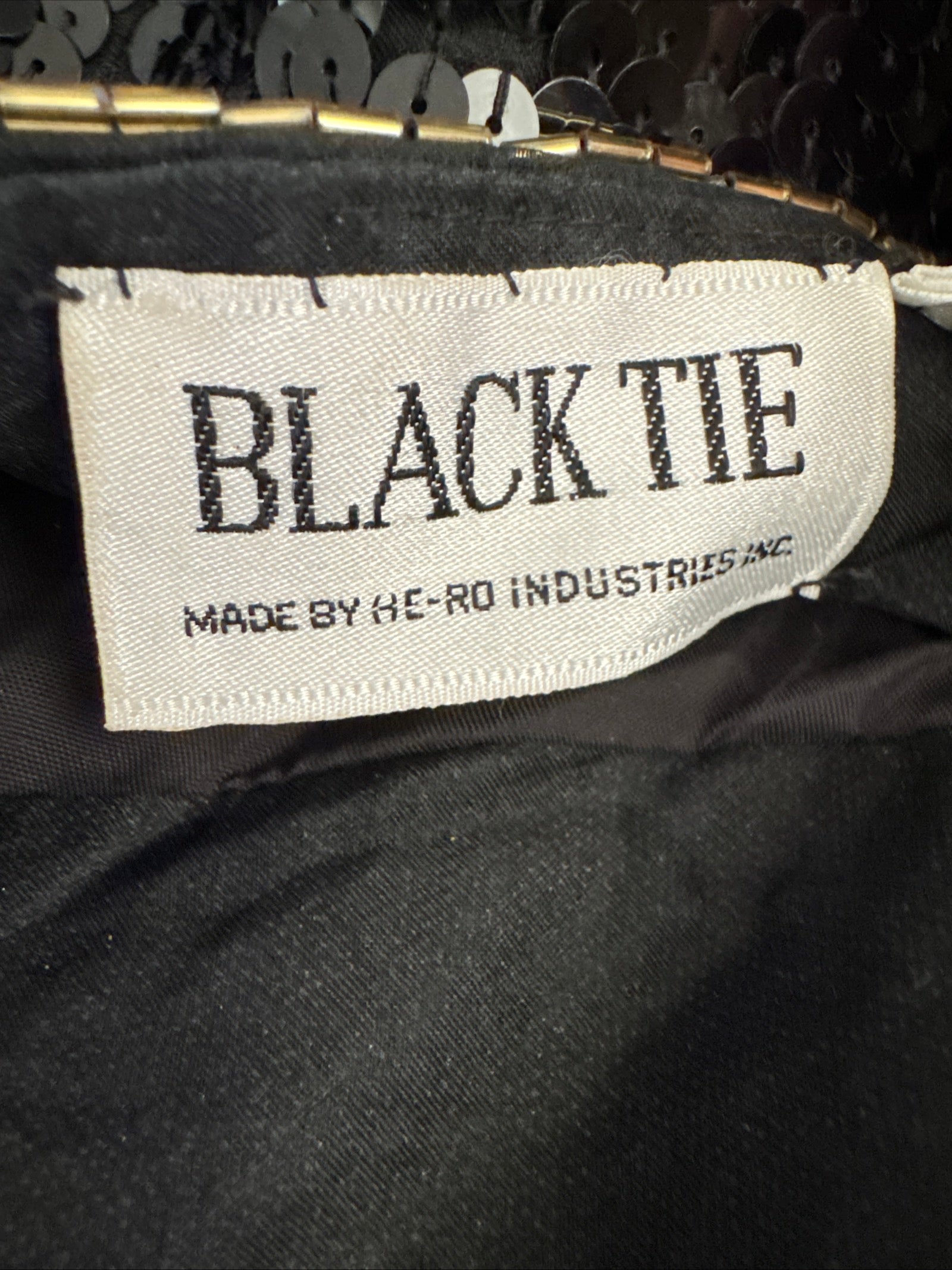 80s Black Tie Sequin Beaded Gown Strapless Sz 6 Maxi 90s NWT Deadstock