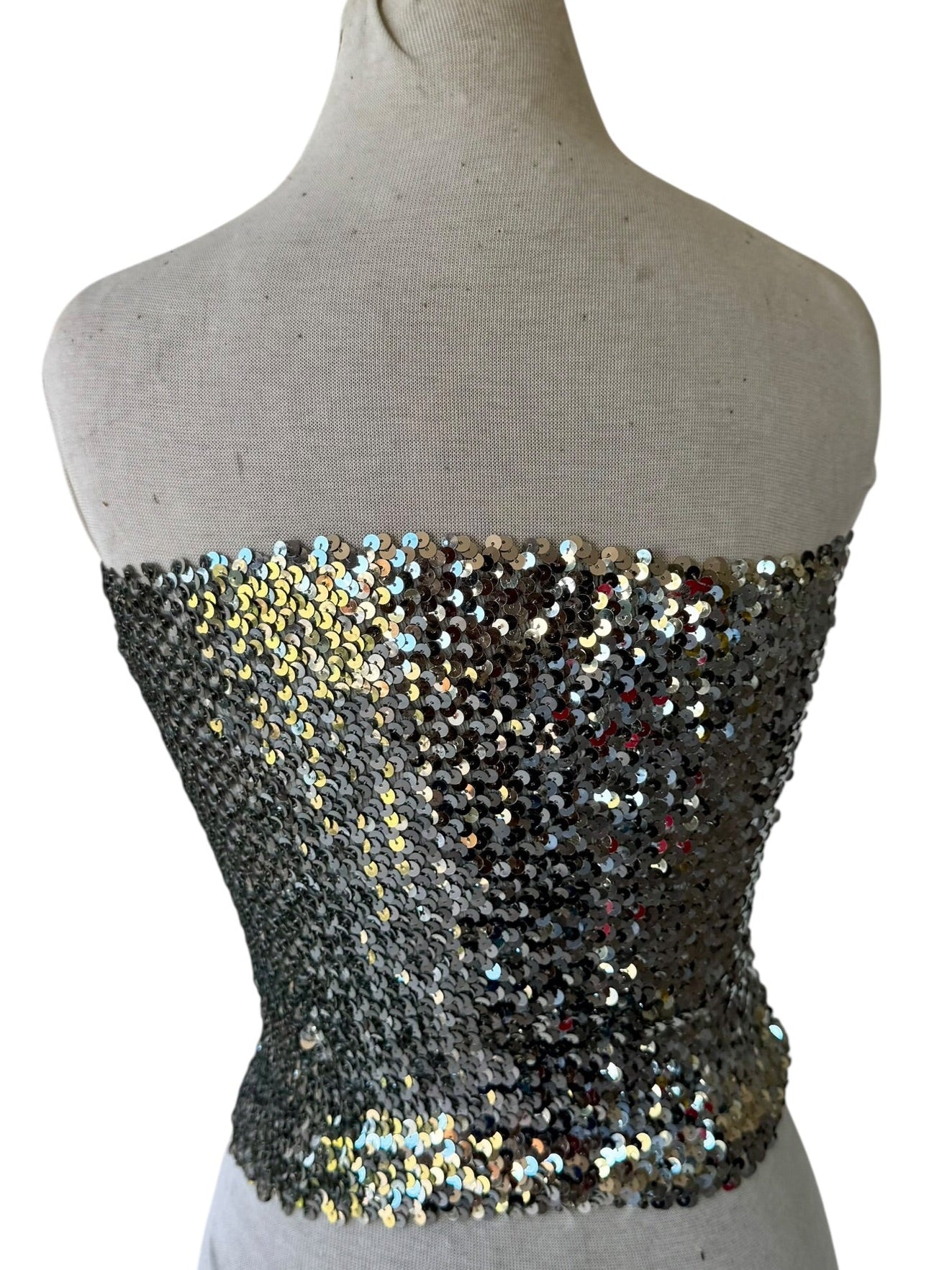 70s Silver Sequin Tube Top