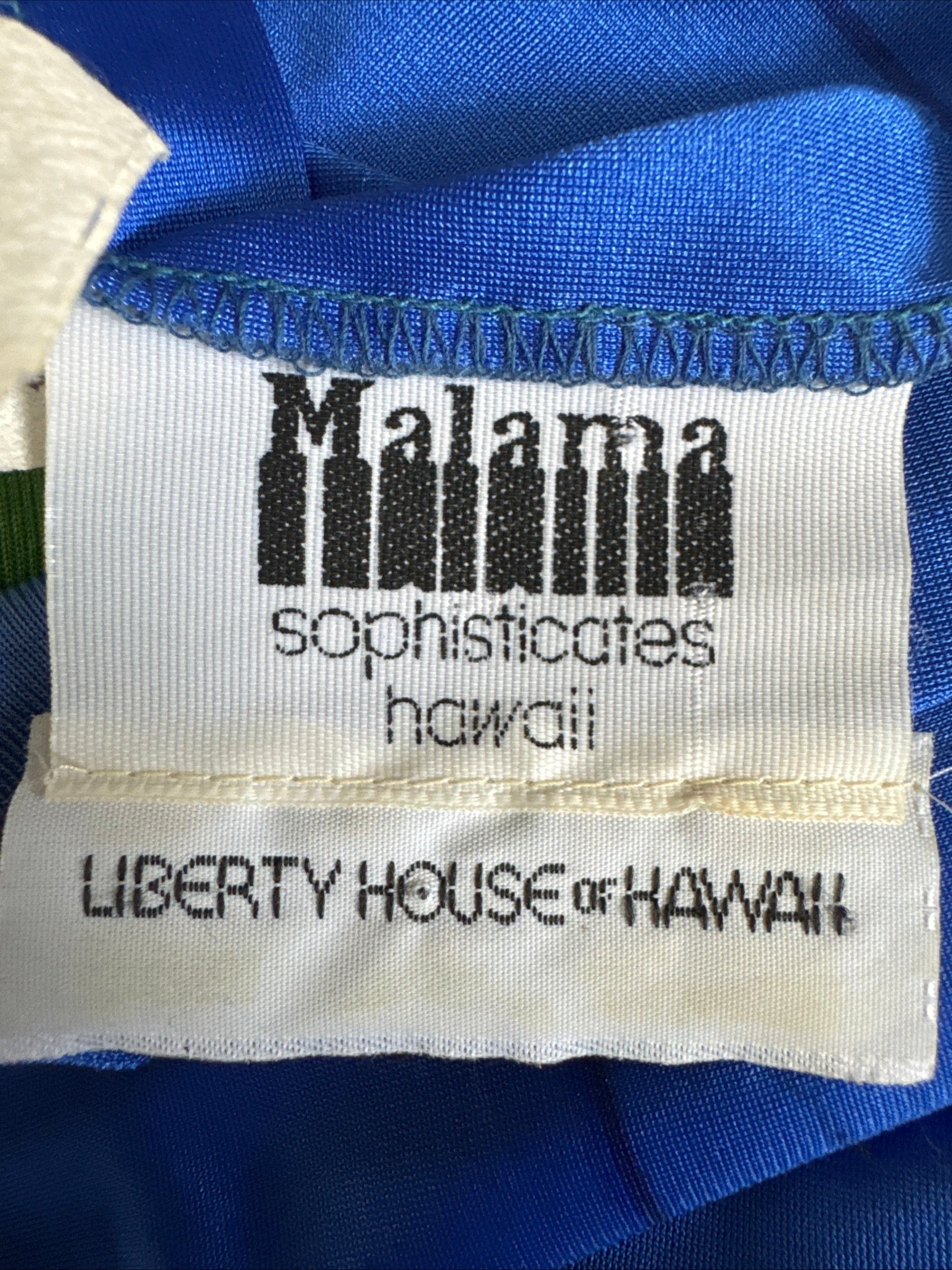 80s Malama Liberty House Blue Dashiki Hawaiian Caftan MuuMuu