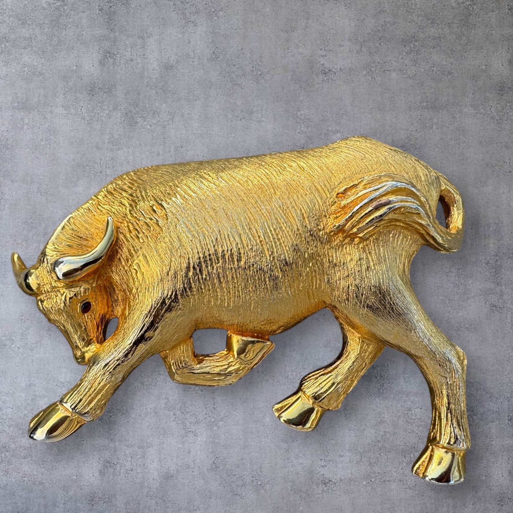 80s Huge Gold Bull Belt Buckle