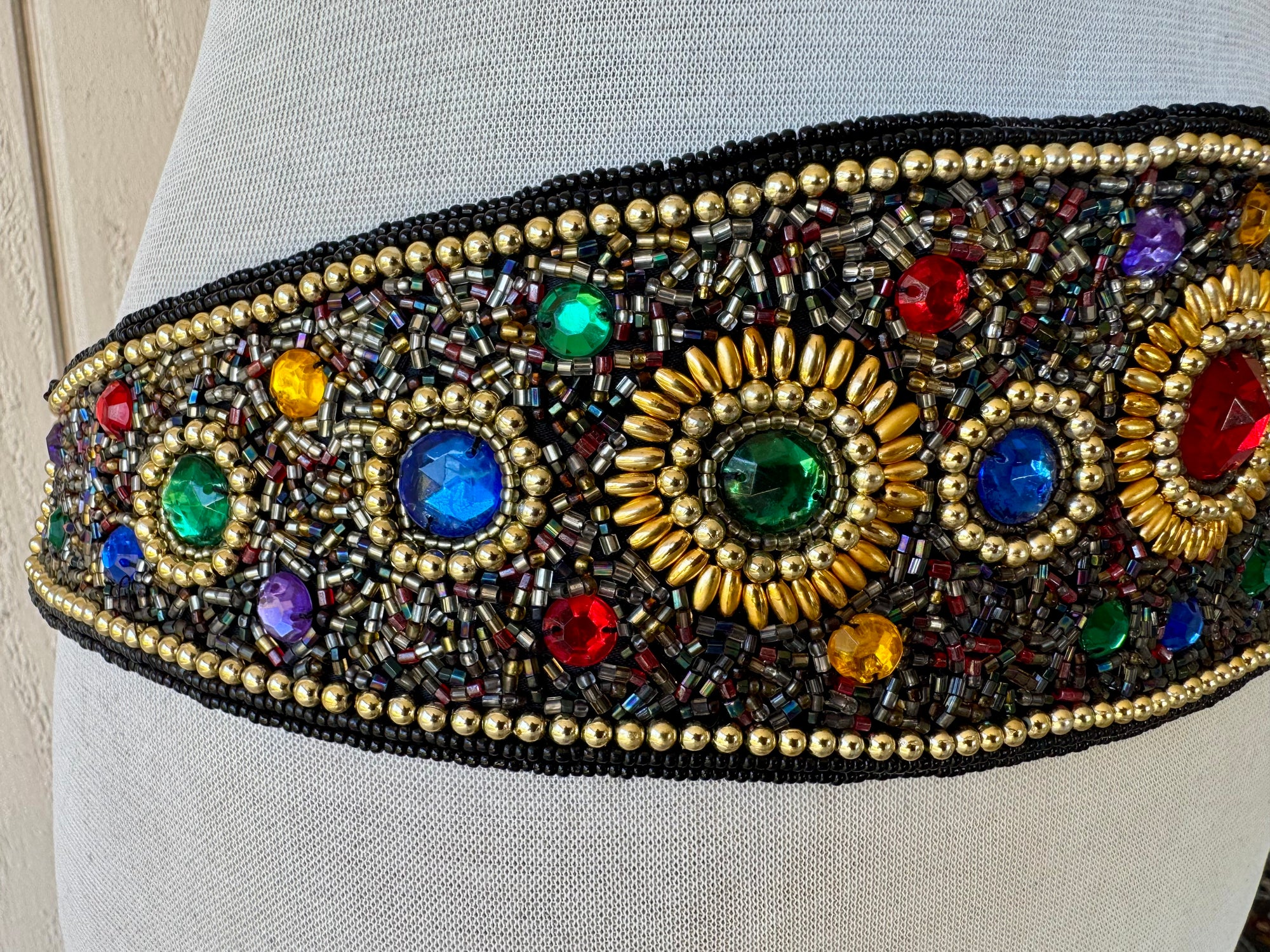 80s Magid Beaded Silk Belt Cummerbund
