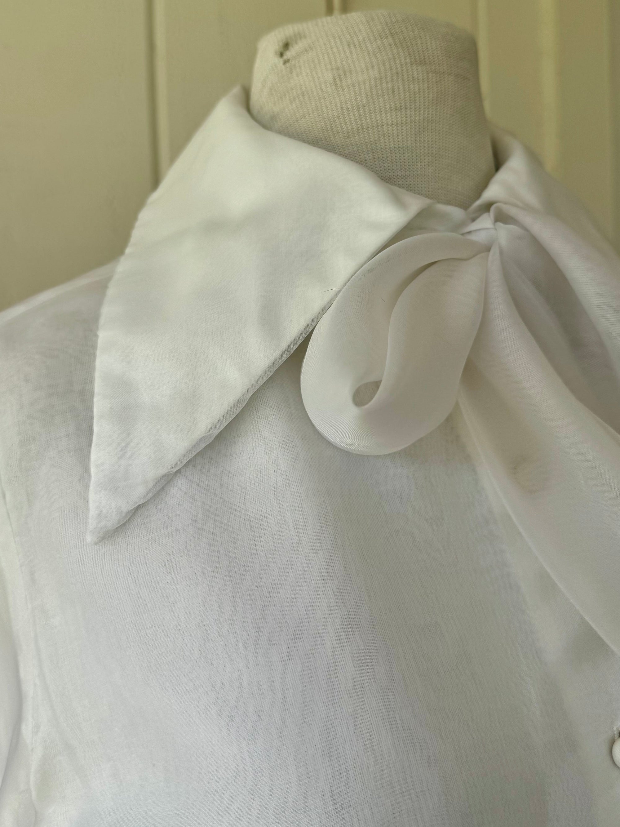 60s Fashioned by Gregory White Sheer Chiffon Blouse
