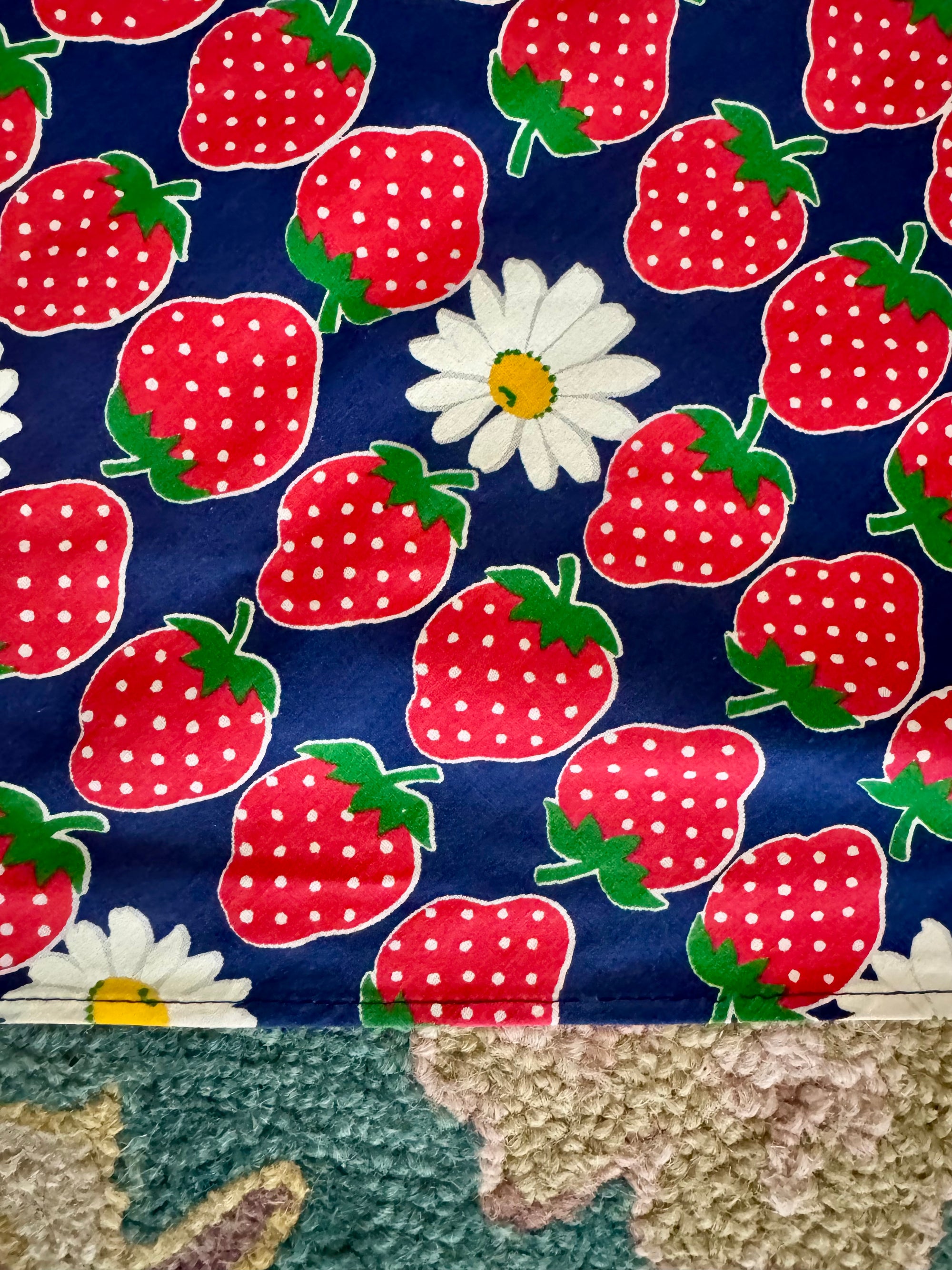 Strawberry Daisy Print Cotton Scarf Bandana