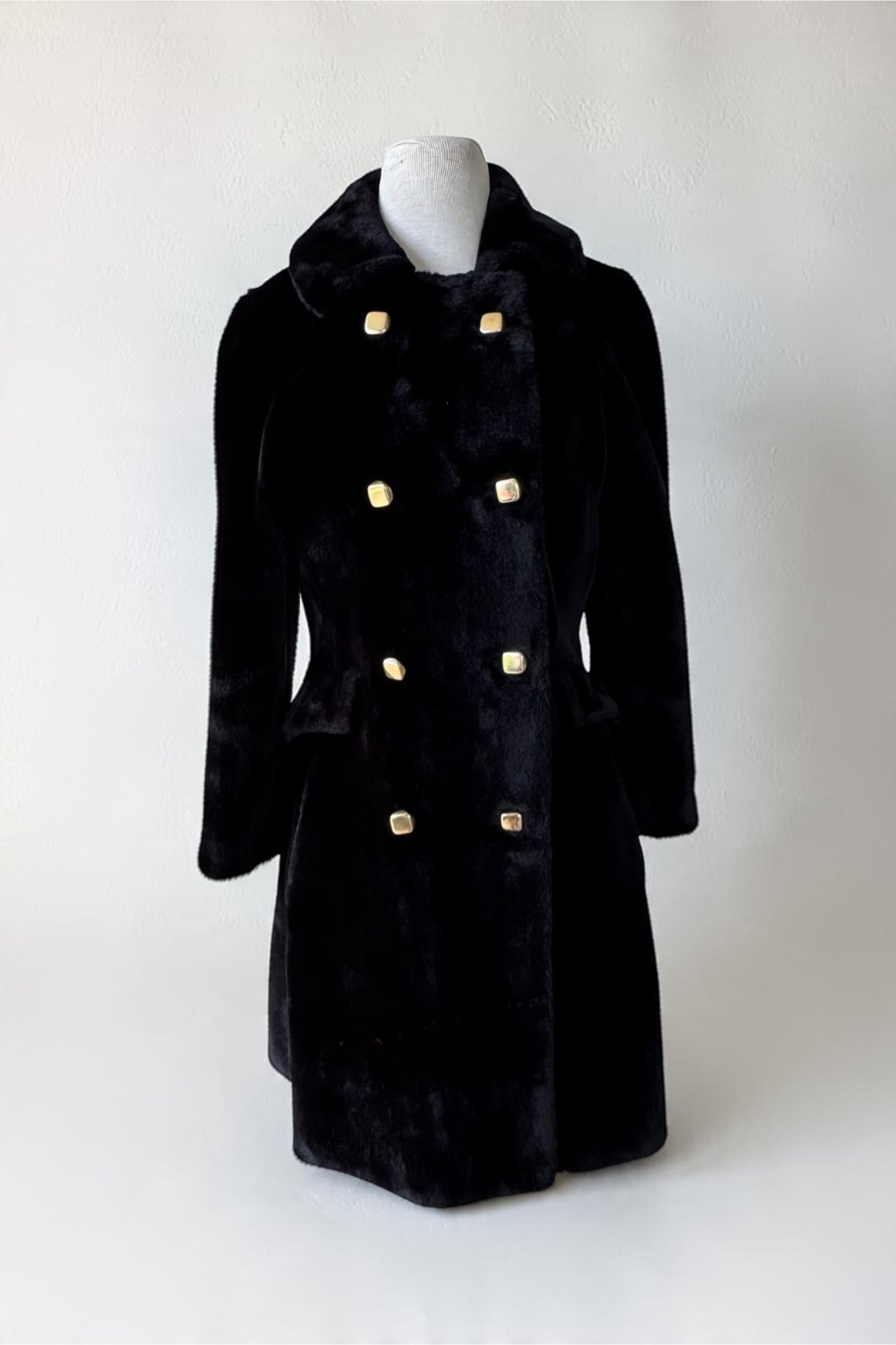 60s Borgazia Black Faux Fur Borgaza Coat Classic Mod 70s