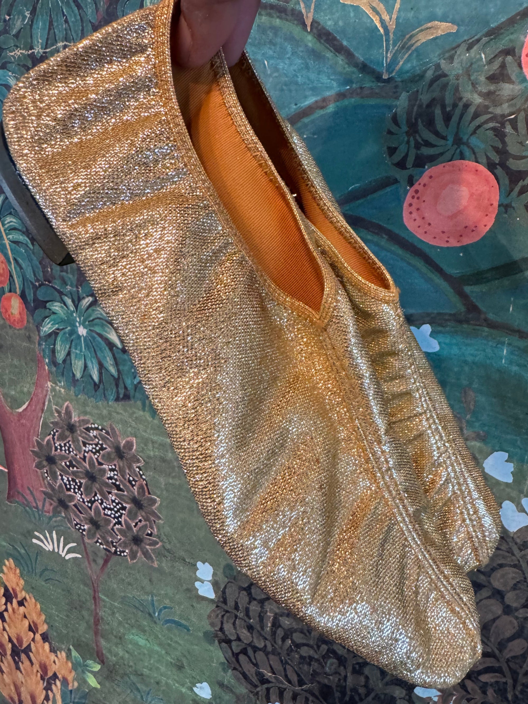60s Gold Lamé Lurex Stretch Ballet Flats