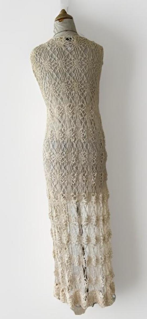 90s Krochetta Crochet Long Vest Duster