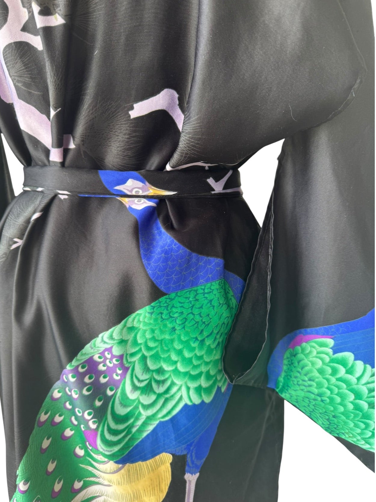 90's Peacock Colorful Floral Kimono Robe
