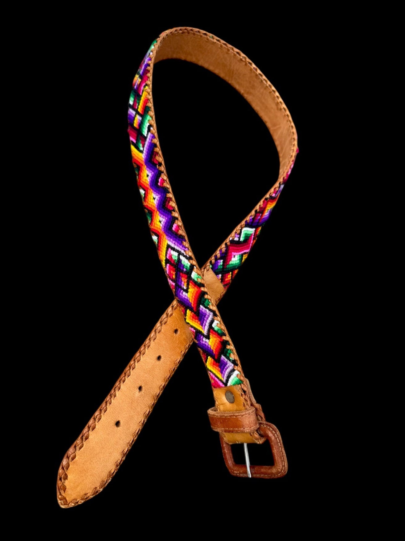 80s Panajachel Guatemalan Belt Colorful Artisan Sz 34