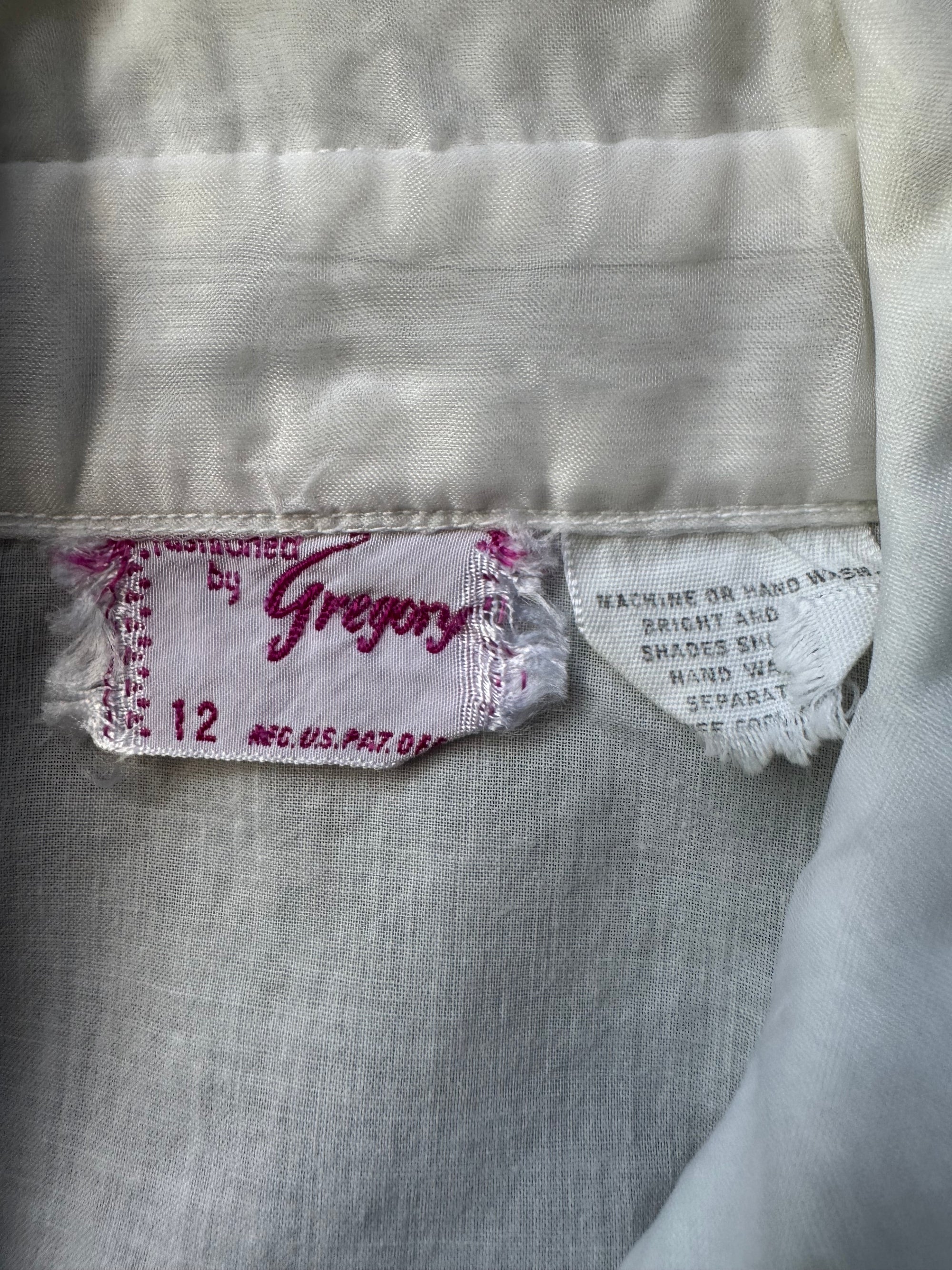 60s Fashioned by Gregory White Sheer Chiffon Blouse