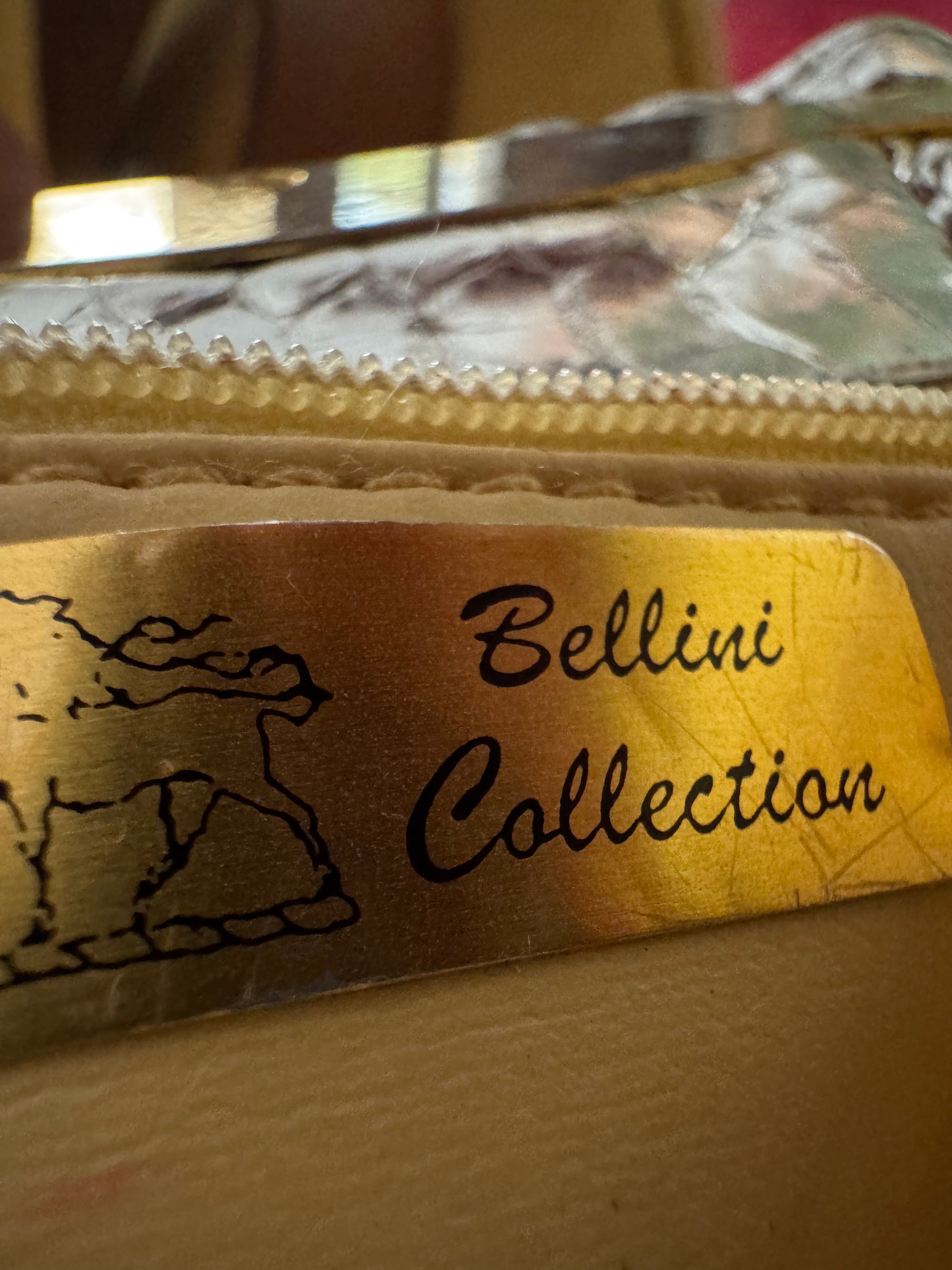 80s Bellini Collection Silver Metallic Lizard Rhinestone Clutch Bag