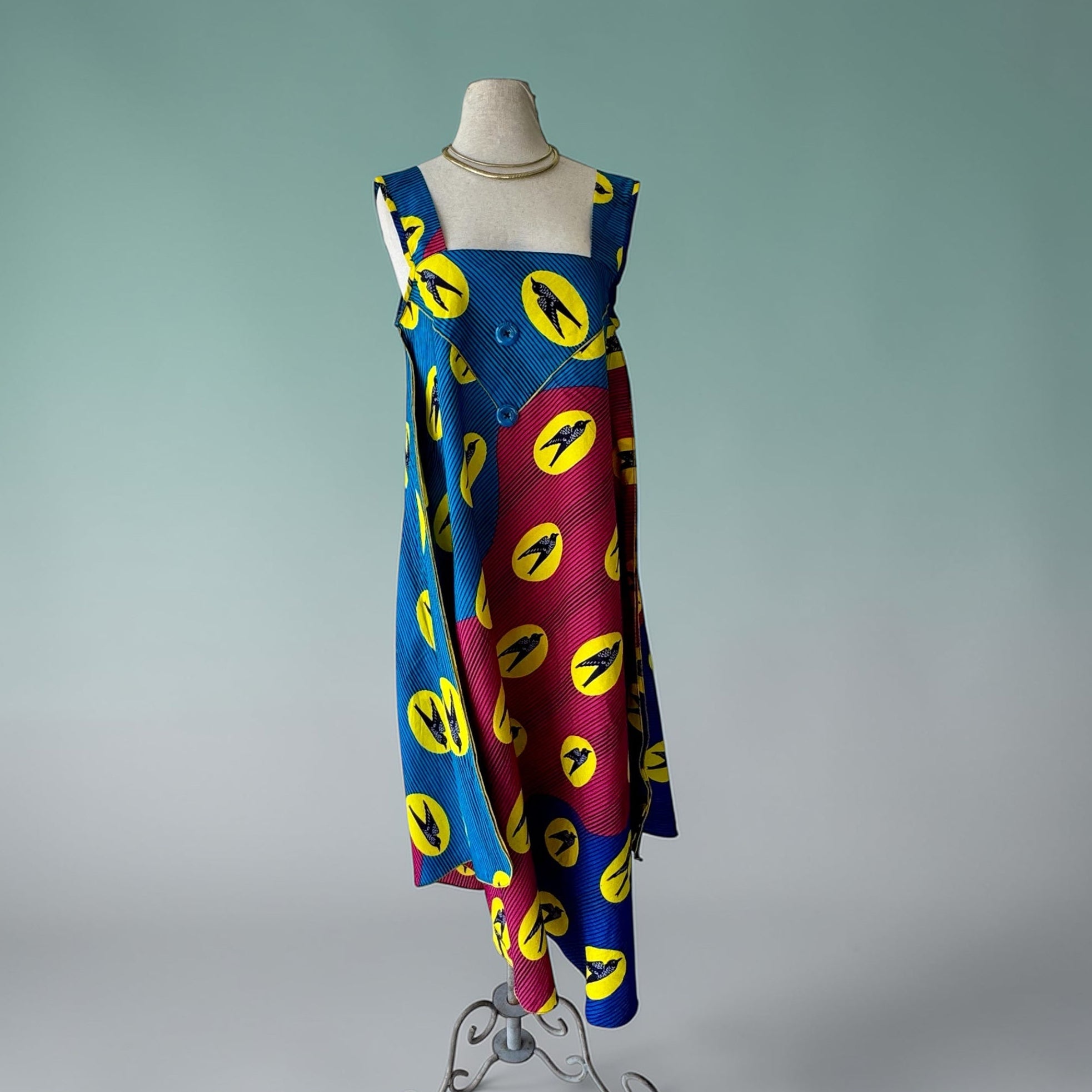 Ankara African Colorful Bird Print Tent Dress