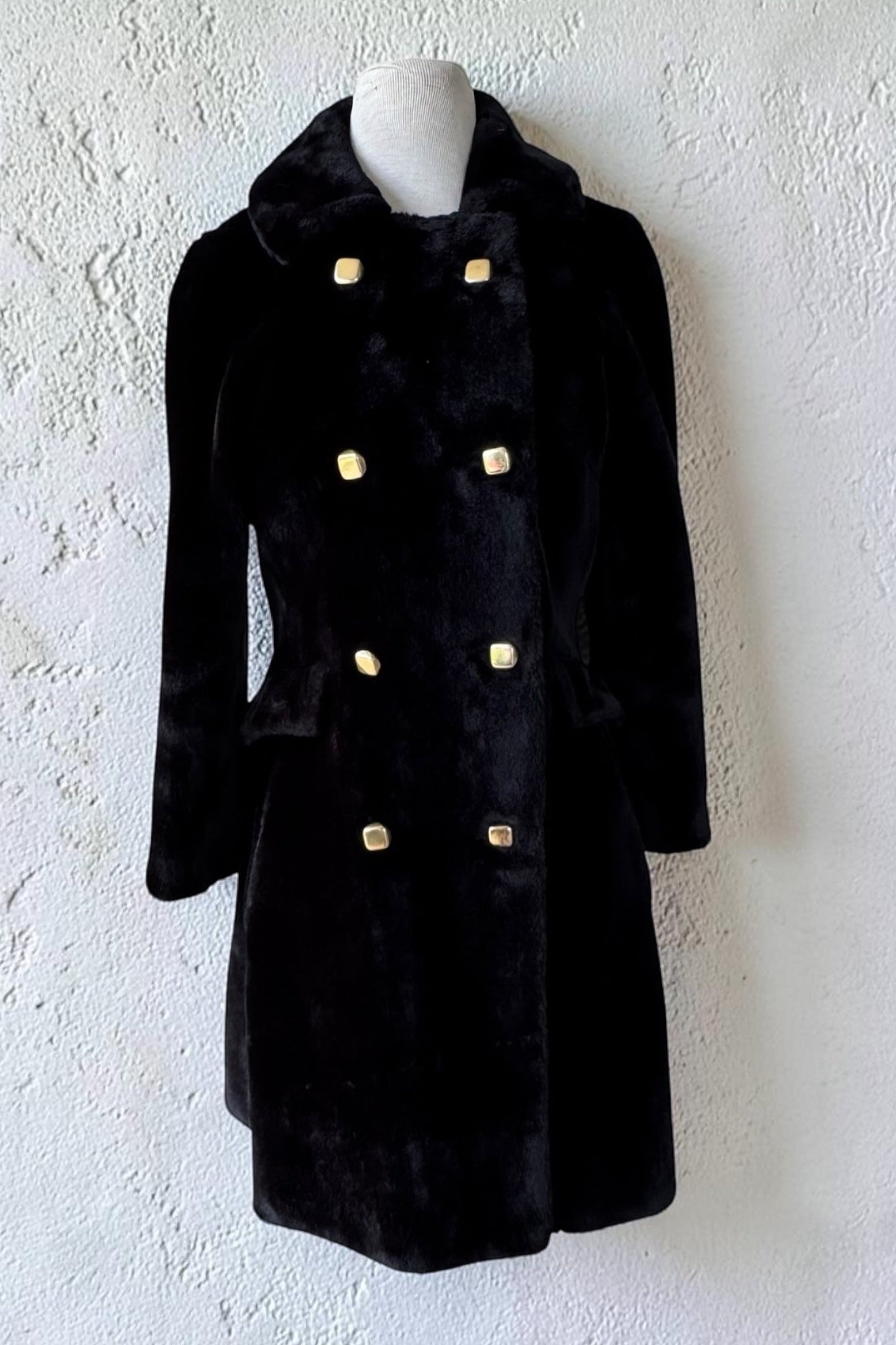 60s Borgazia Black Faux Fur Borgaza Coat Classic Mod 70s