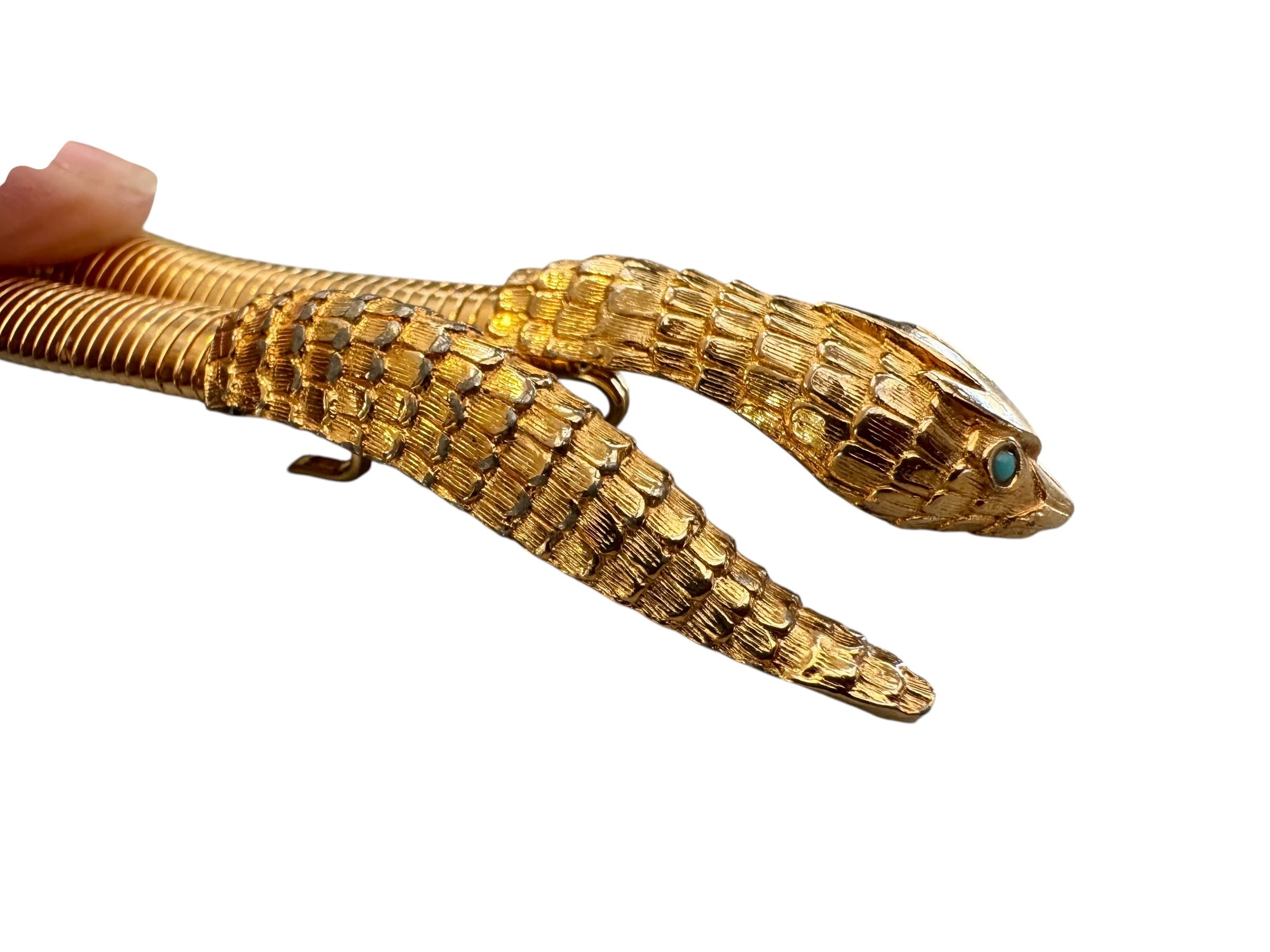 70s ACCESSOCRAFT NYC Gold Snake Serpent Sculptural Belt or Necklace