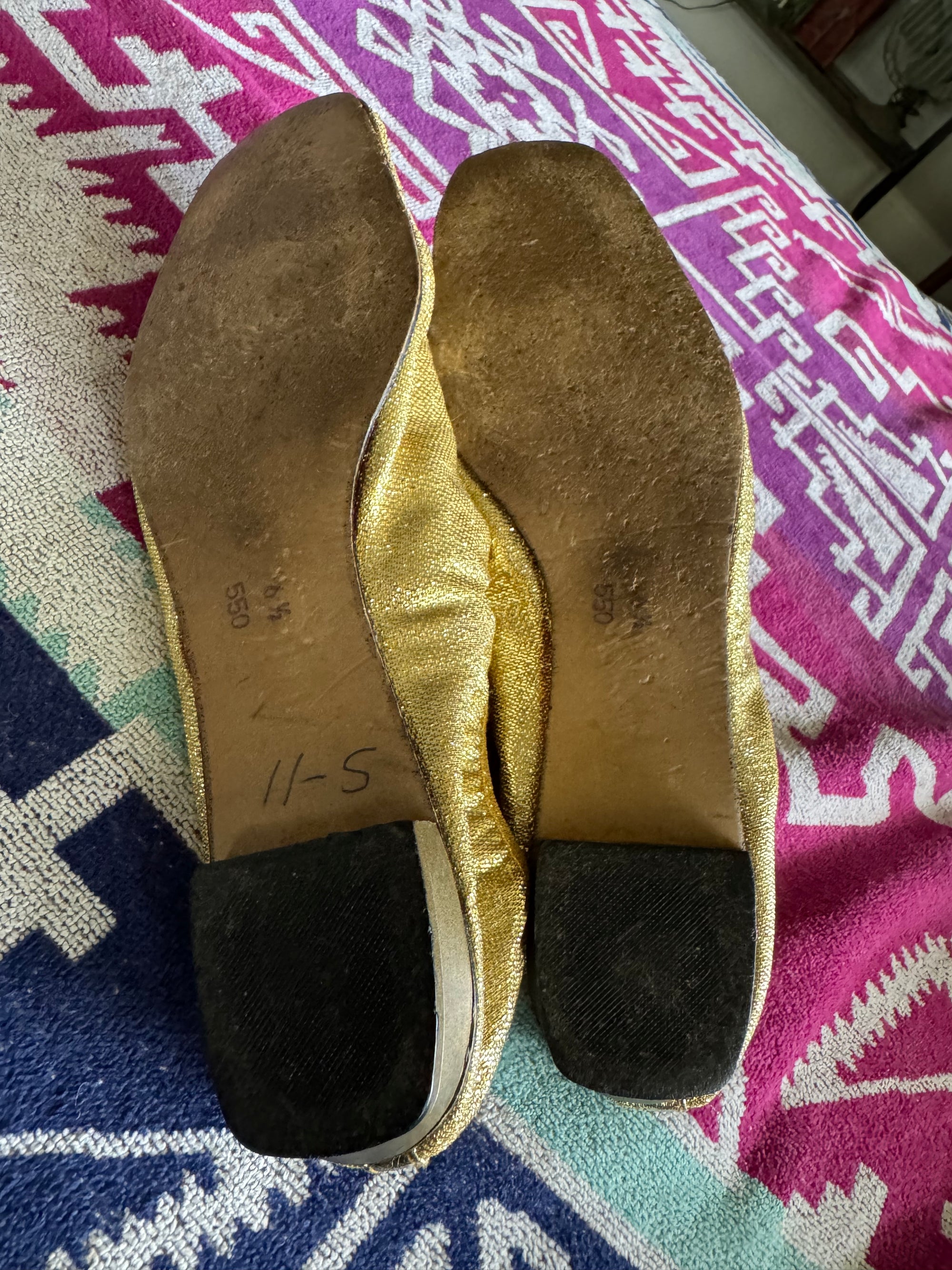 60s Gold Lamé Lurex Stretch Ballet Flats