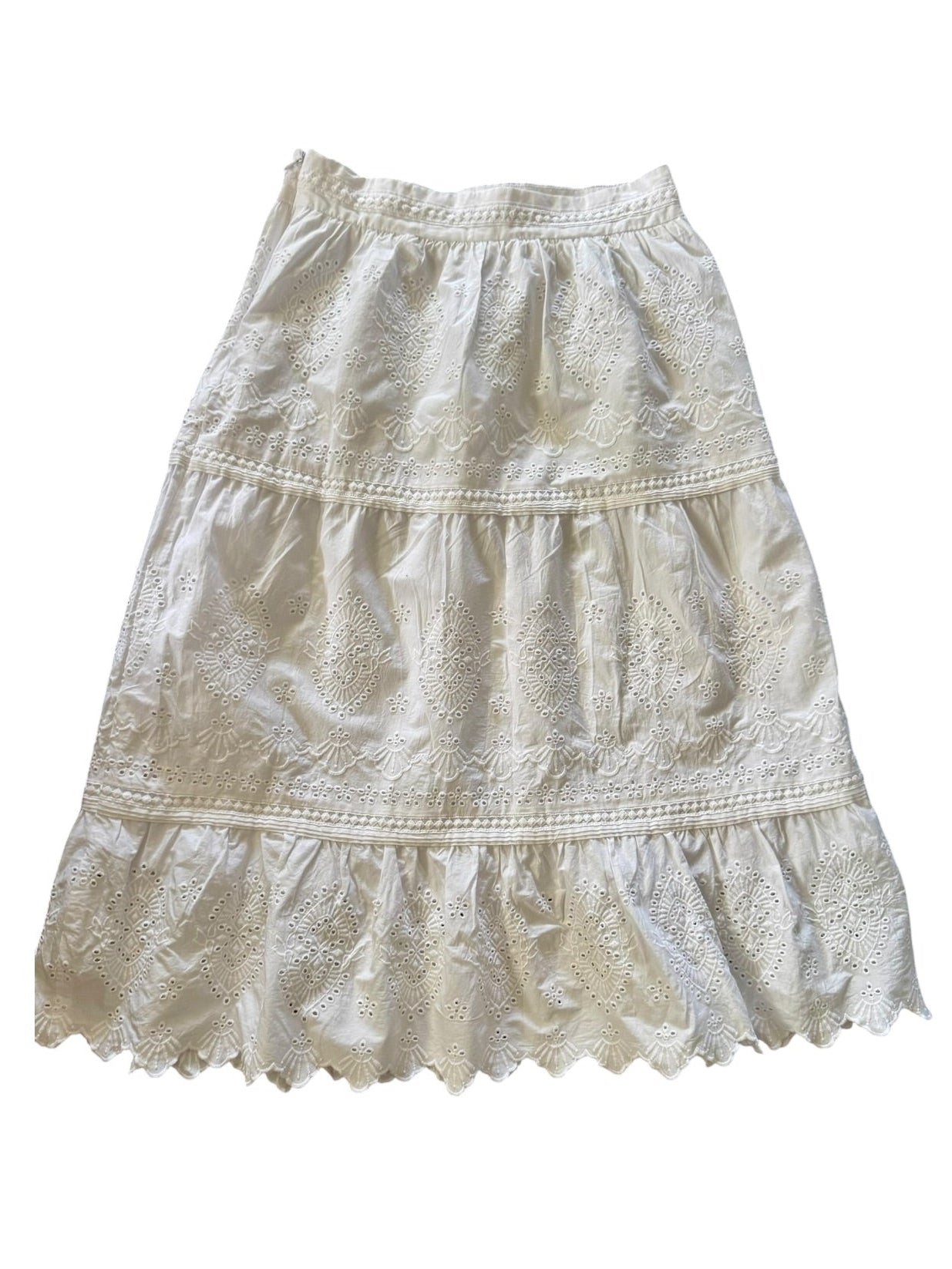 Jason Wu White Eyelet Embroidered Midi Skirt