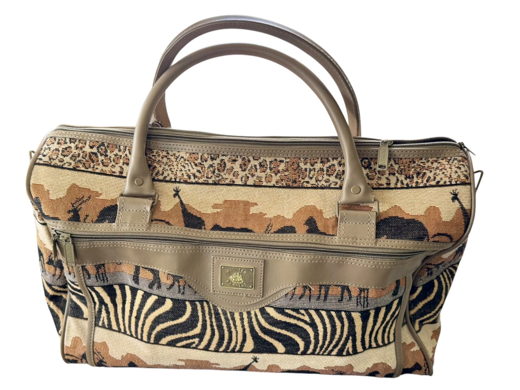 90s Pioneer Express Safari Tapestry Weekender Duffel Tribal Bag Carry On