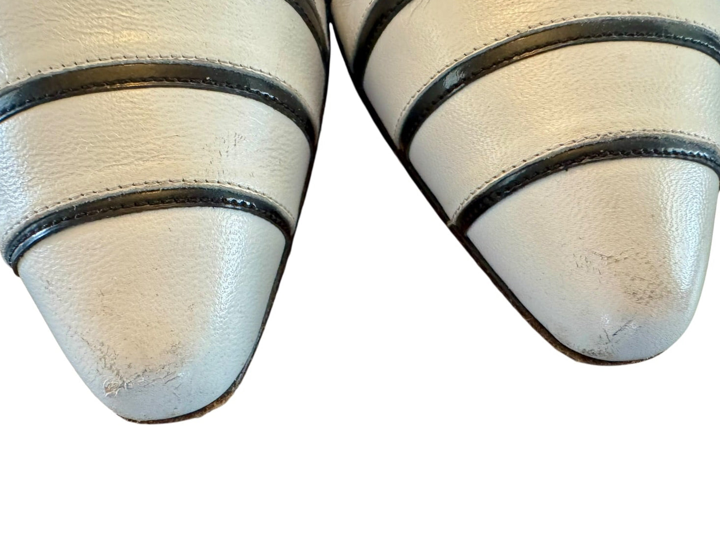 90s BALLY Black & White Stripe Italian Leather Pumps