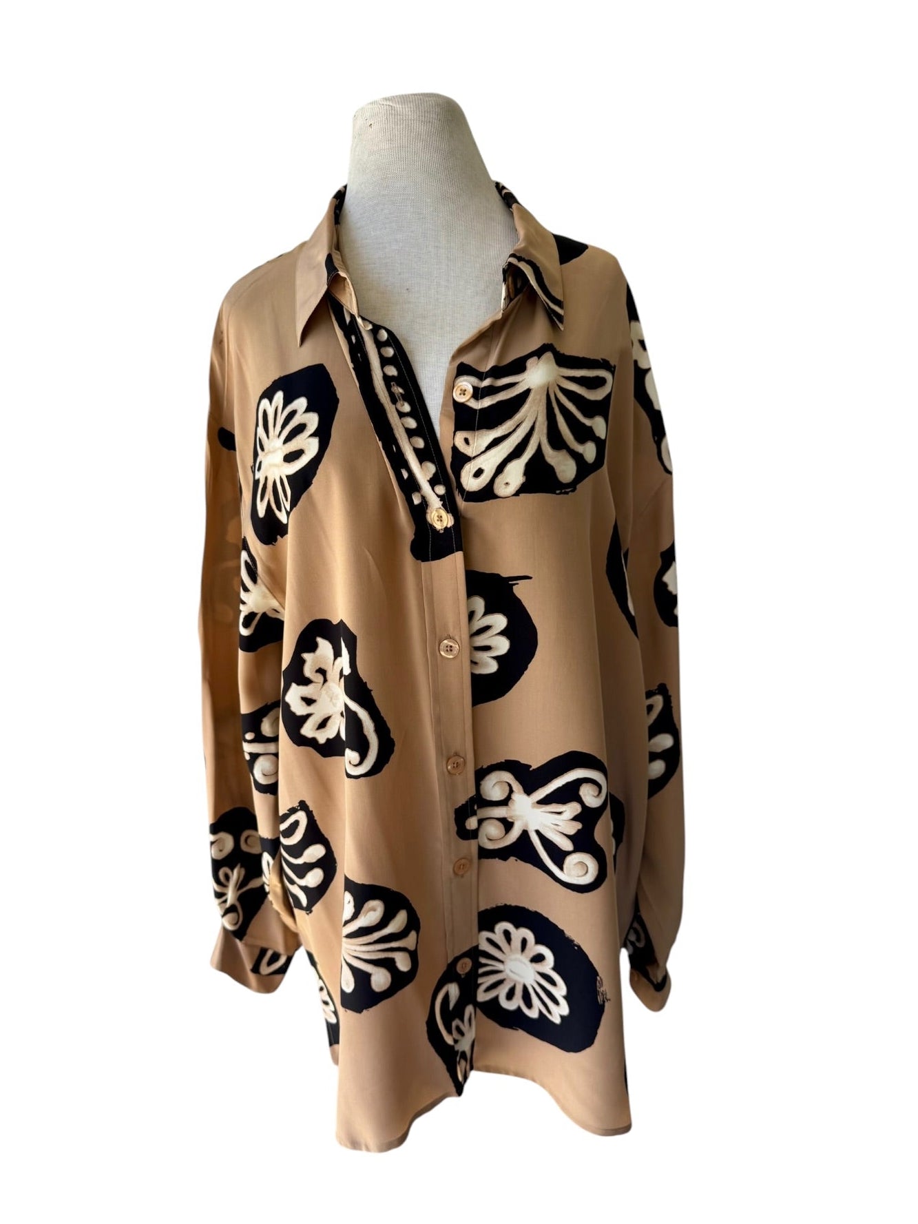90s Diane Von Furstenberg DVF 100% Silk Abstract Top