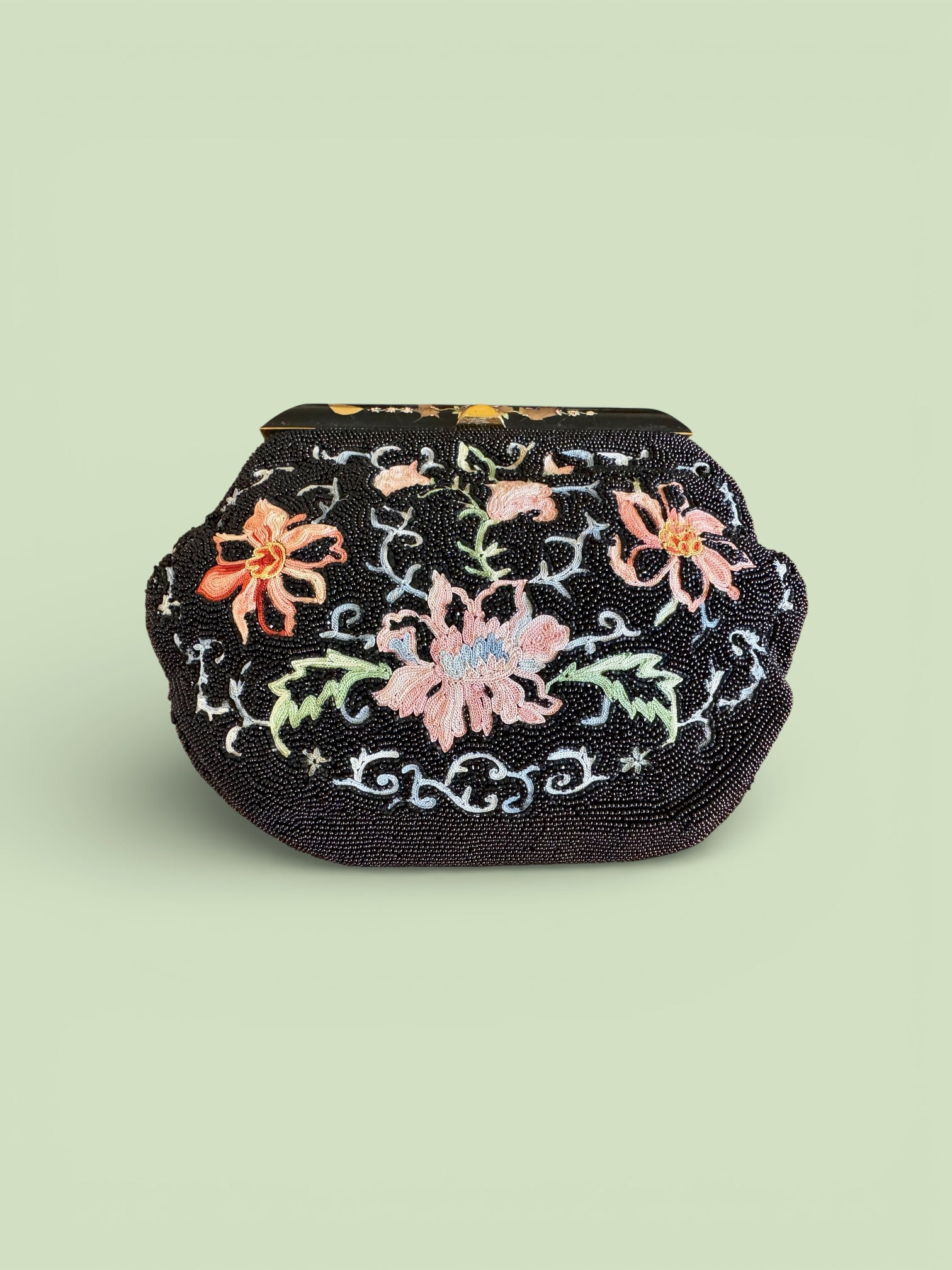 40s Josef Beaded Embroidered Floral Clutch Bag
