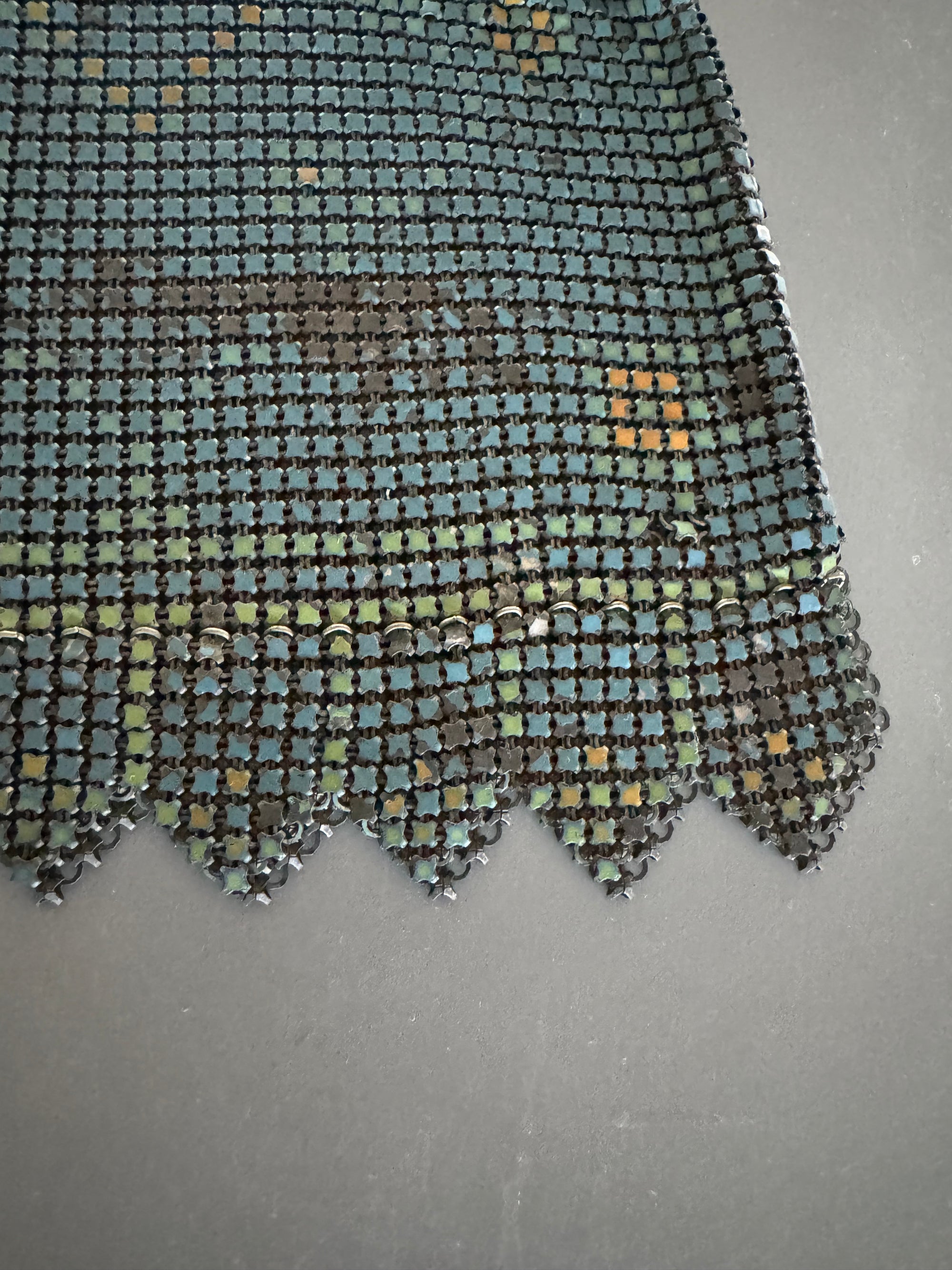 1920s Whiting & Davis Art Deco Mesh Enamel Bag As Is