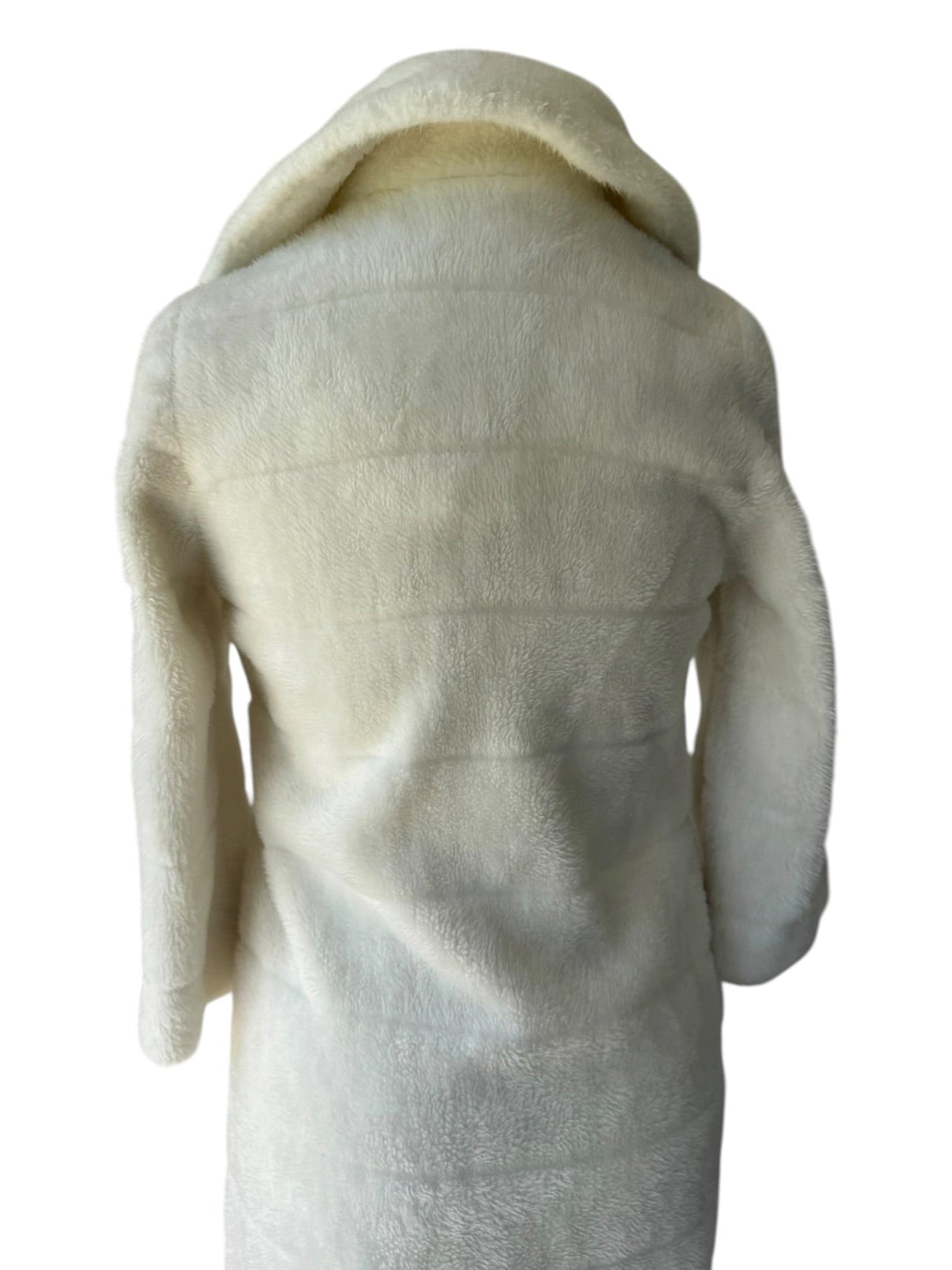 60s Raymodes NY White Faux Fur Full Length Coat Bridal Classic 70s