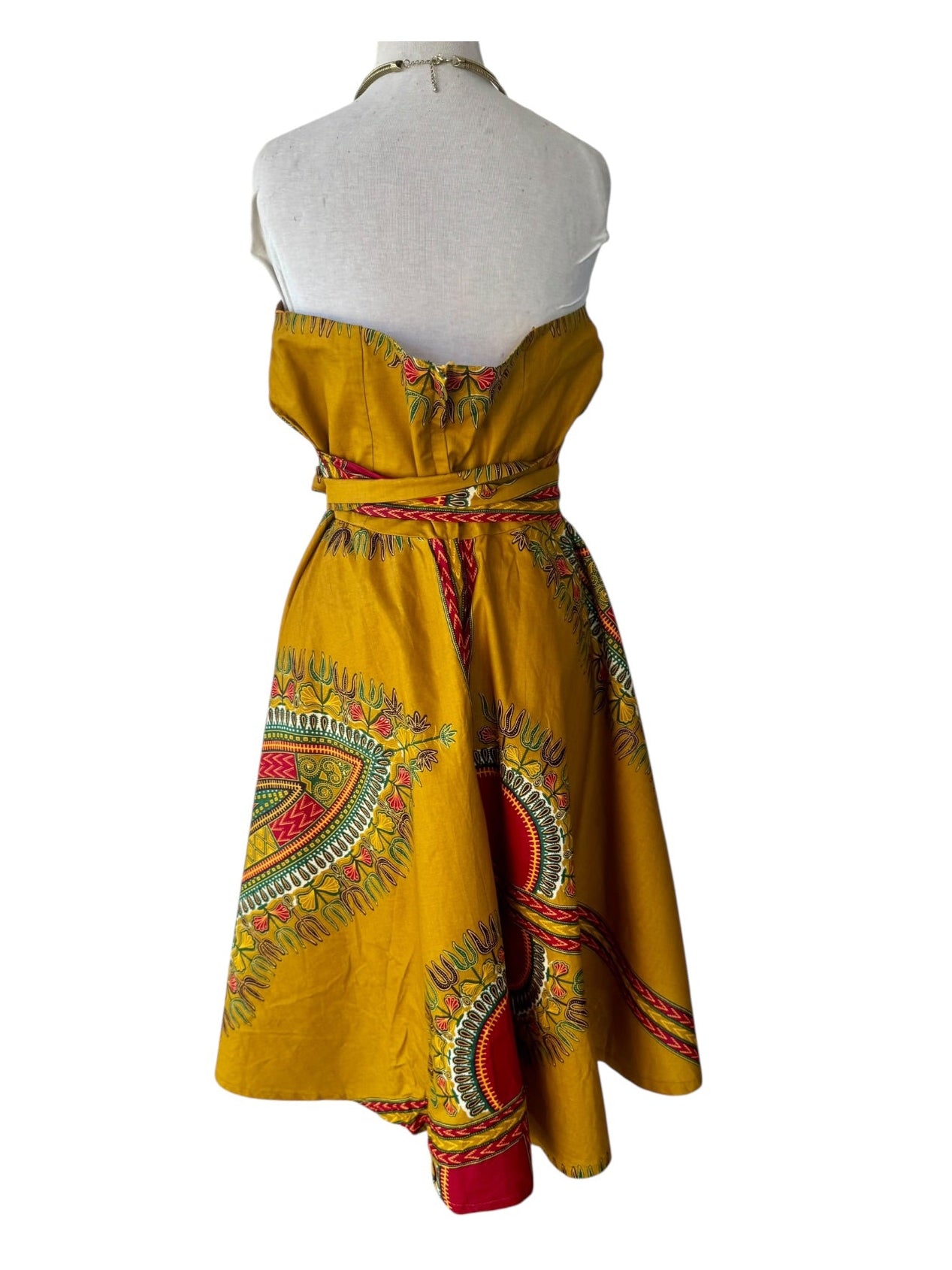 Ankara Java Block Print Strapless Dress
