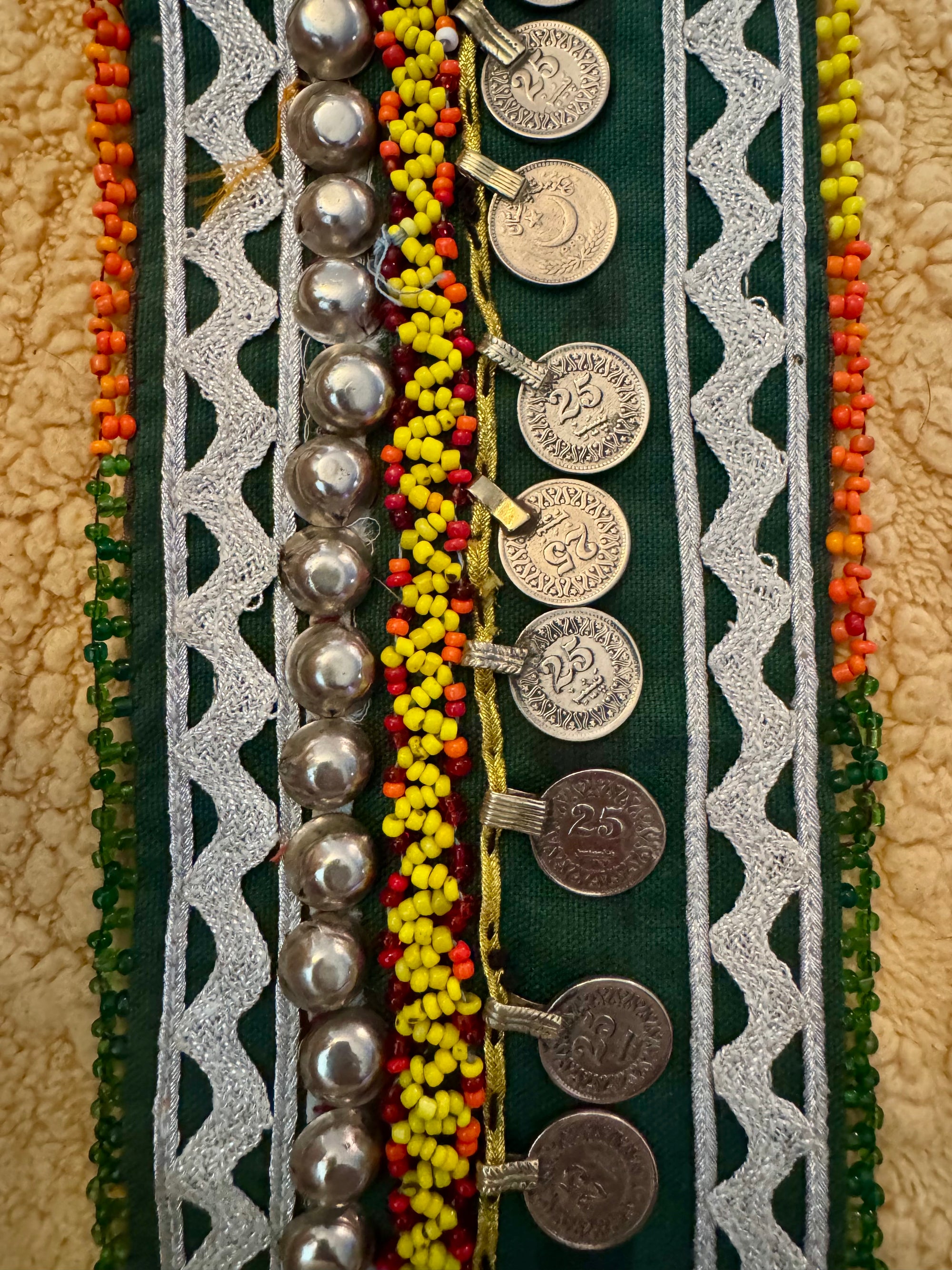90s Afghan Kuchi Tribal Belt Coin Beaded Waist Sash