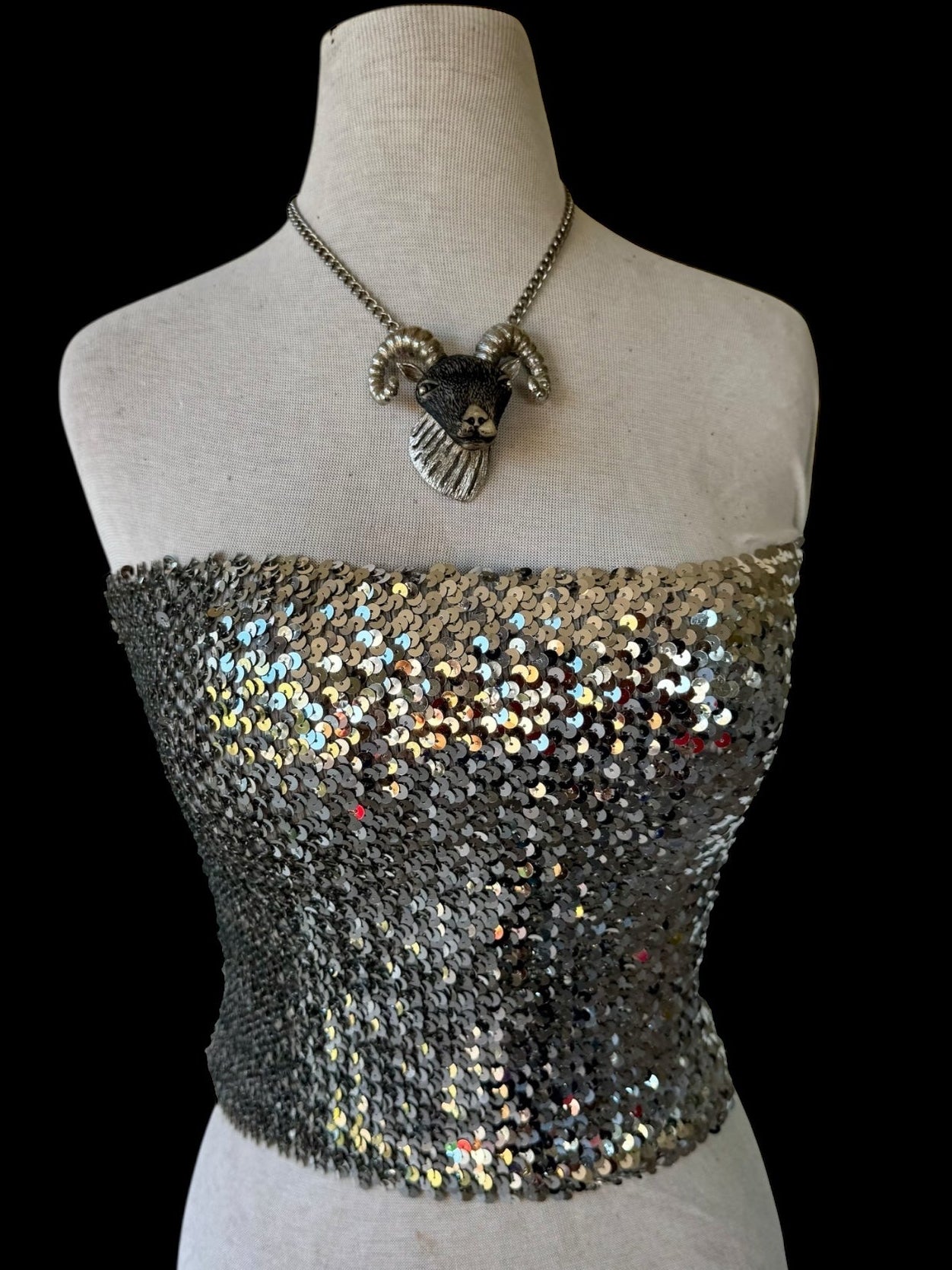 70s Silver Sequin Tube Top
