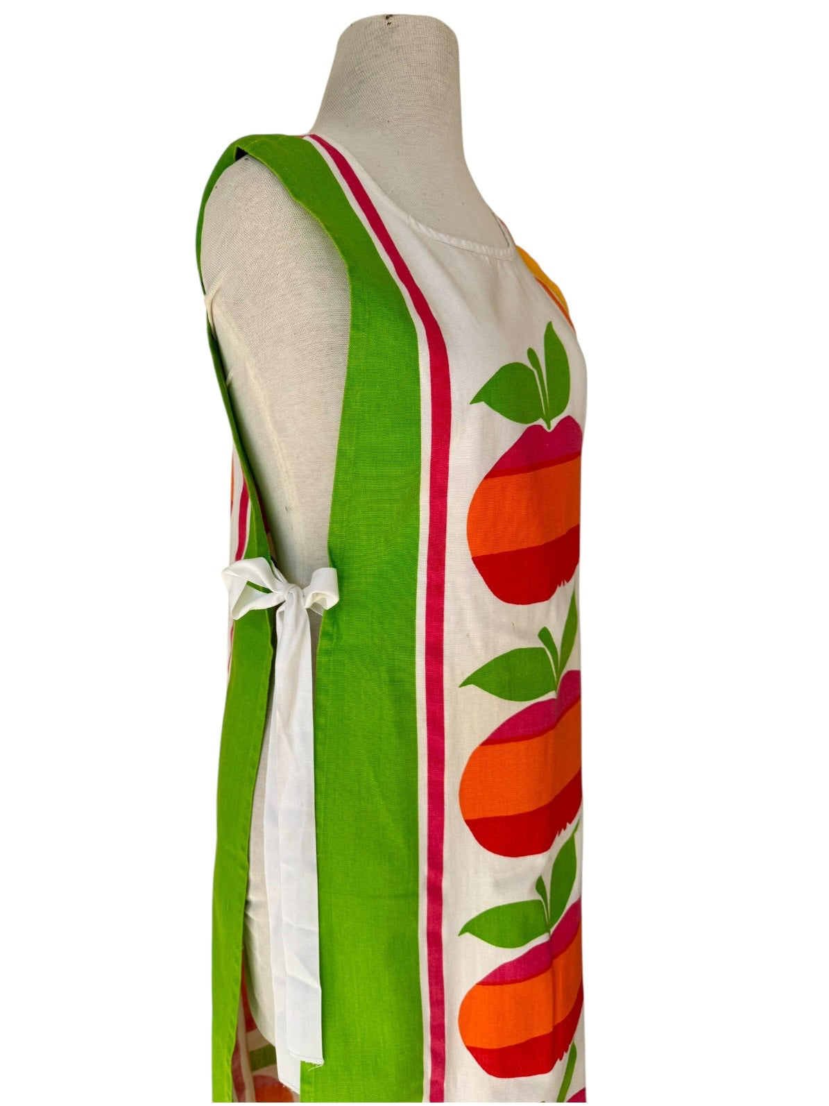 60s Bob Van Allen Scuda Apple Print Maxi Apron Dress