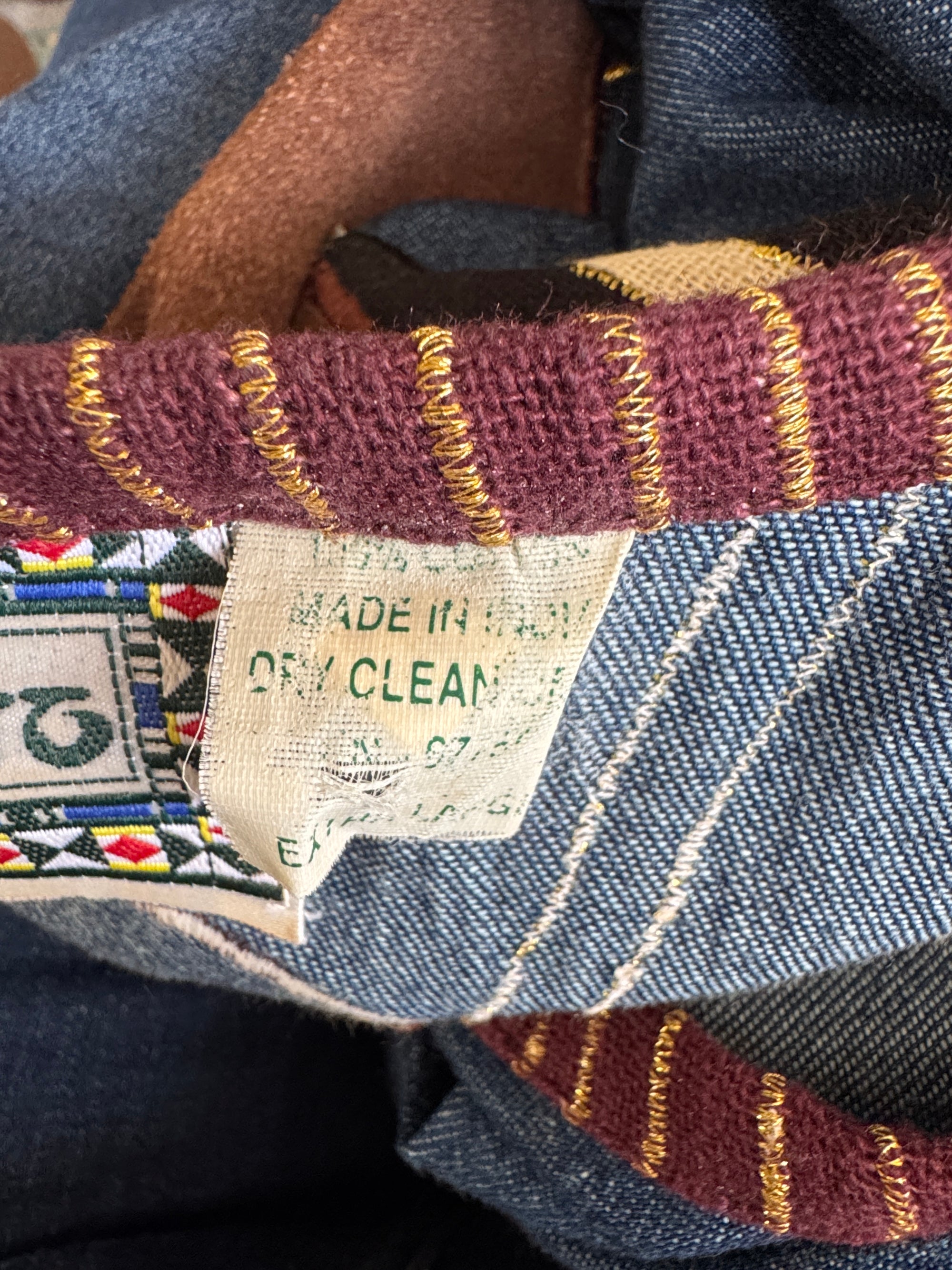 90s Molato Patchwork Denim Beaded Duster African Art Cowrie