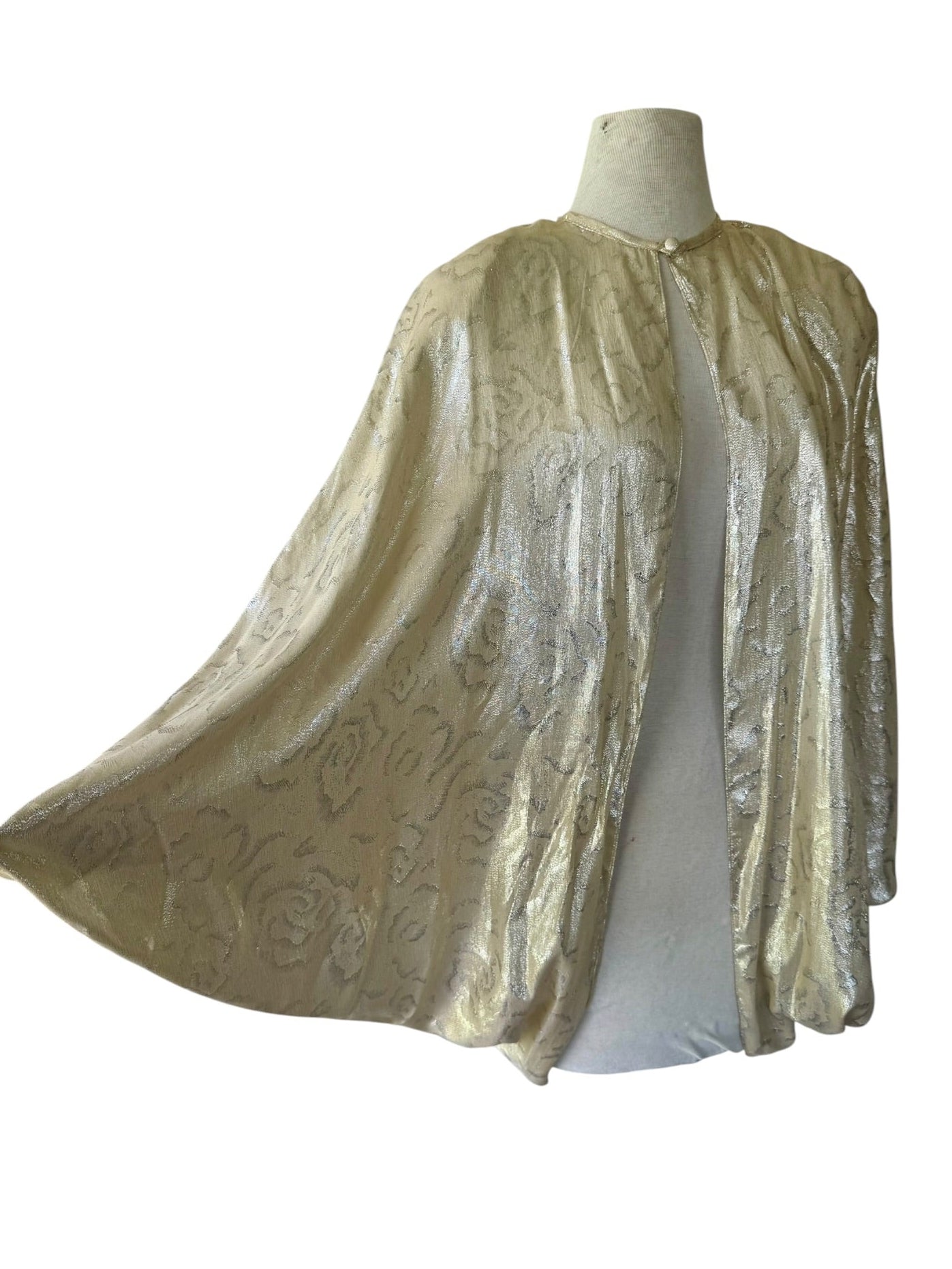 80s Helen Fabrikant Silver Metallic Cove Cape