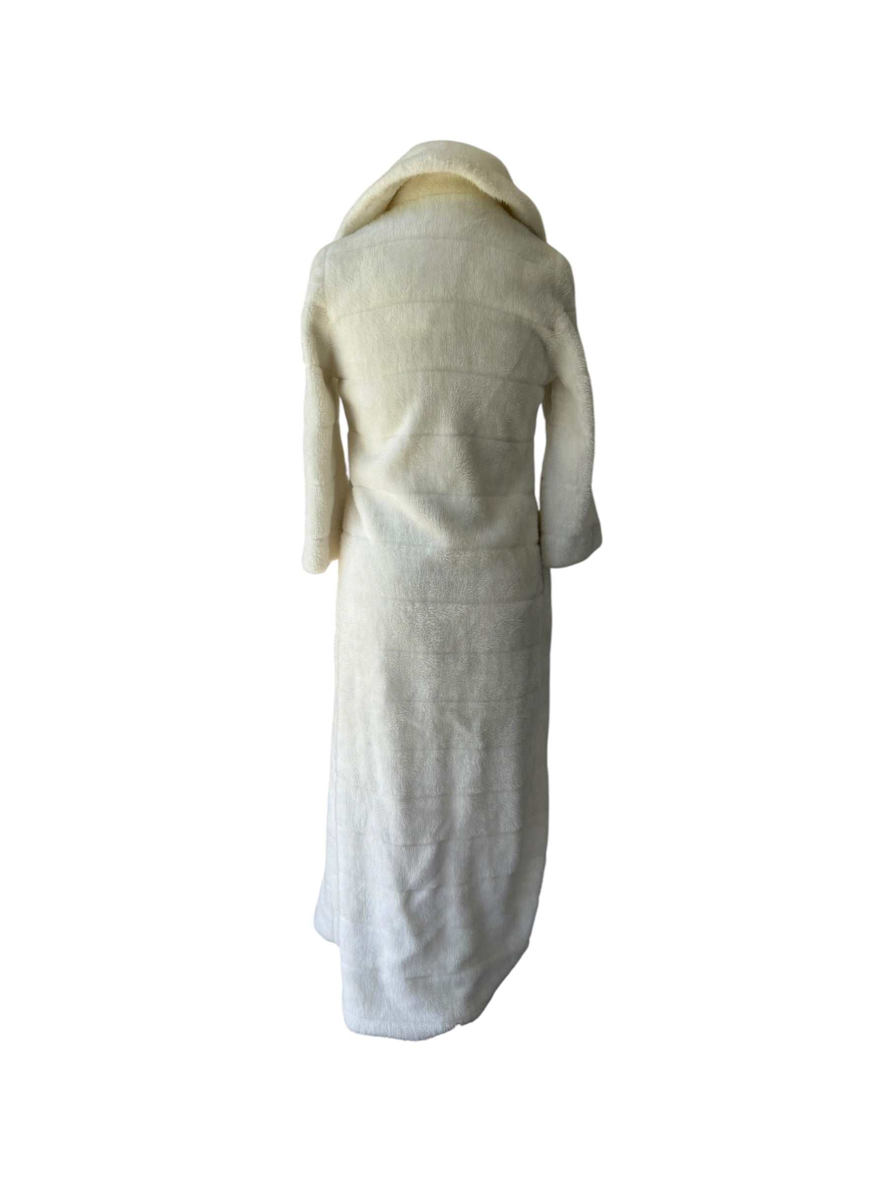 60s Raymodes NY White Faux Fur Full Length Coat Bridal Classic 70s