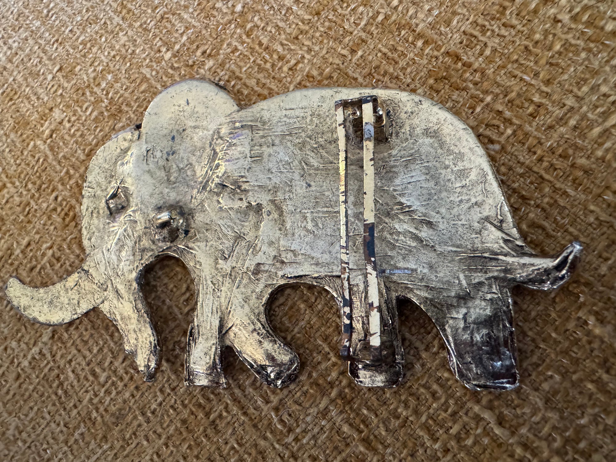 70s Elephant Belt Buckle Gold Western 5.5” Heavy Metal Large