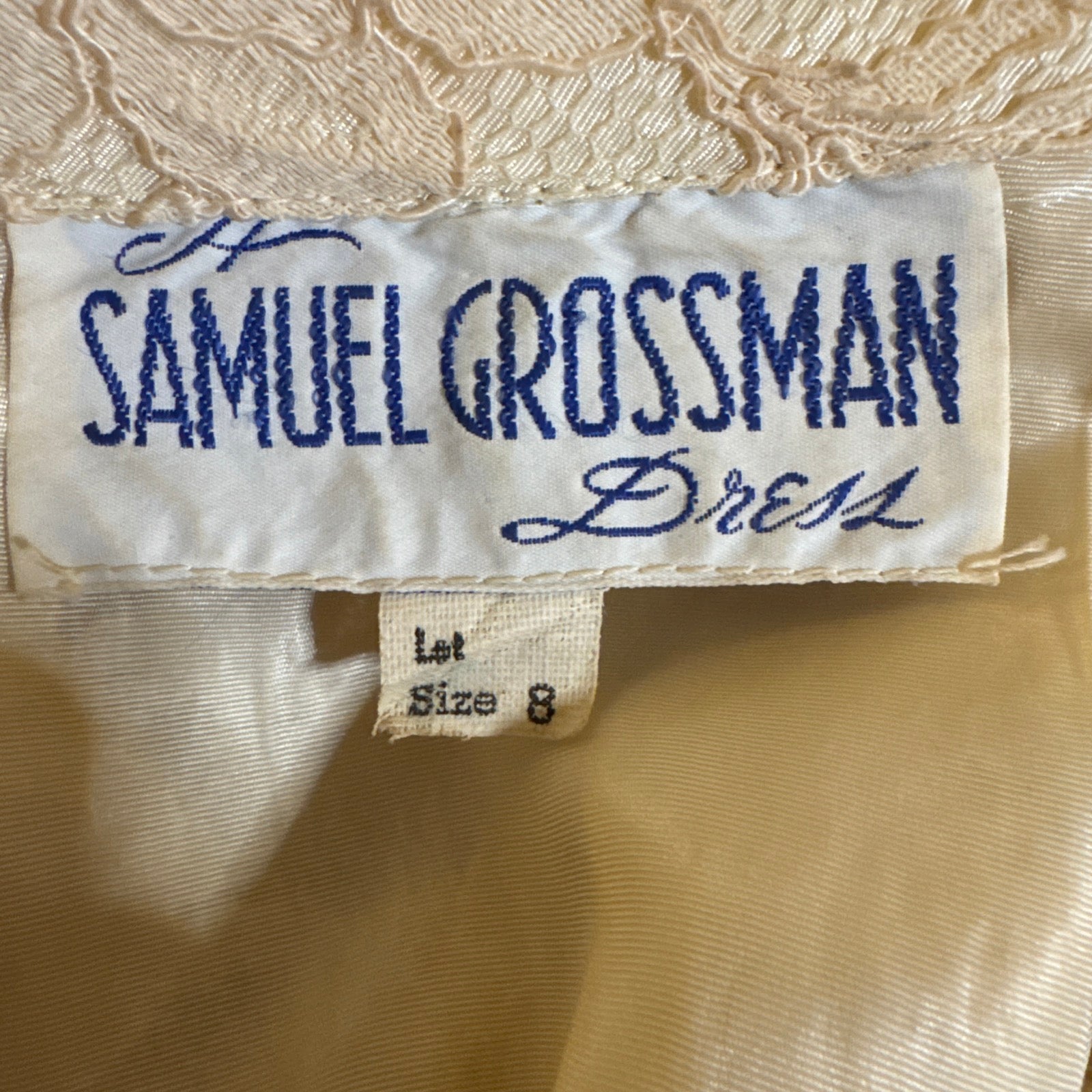 60s Samuel Grossman Ivory Lace Ruffle Maxi Shirt Dress