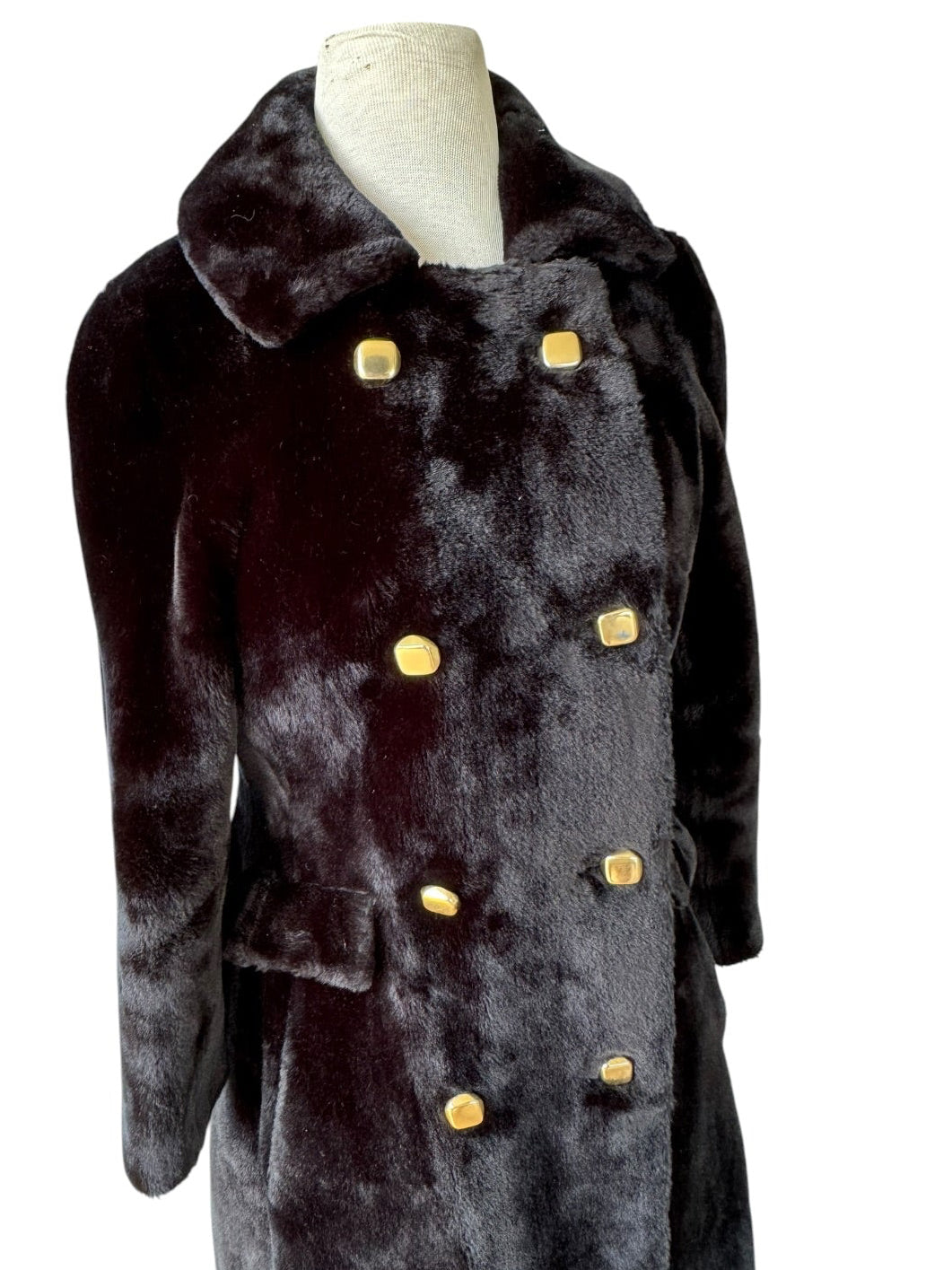 60s Borgazia Black Faux Fur Borgaza Coat Classic Mod 70s