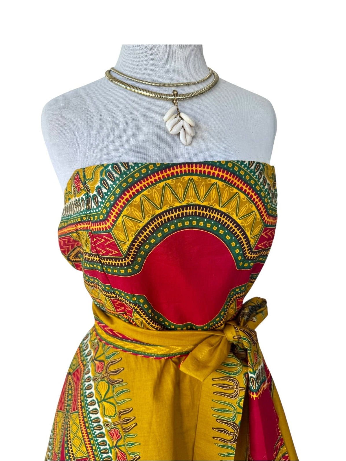 Ankara Java Block Print Strapless Dress
