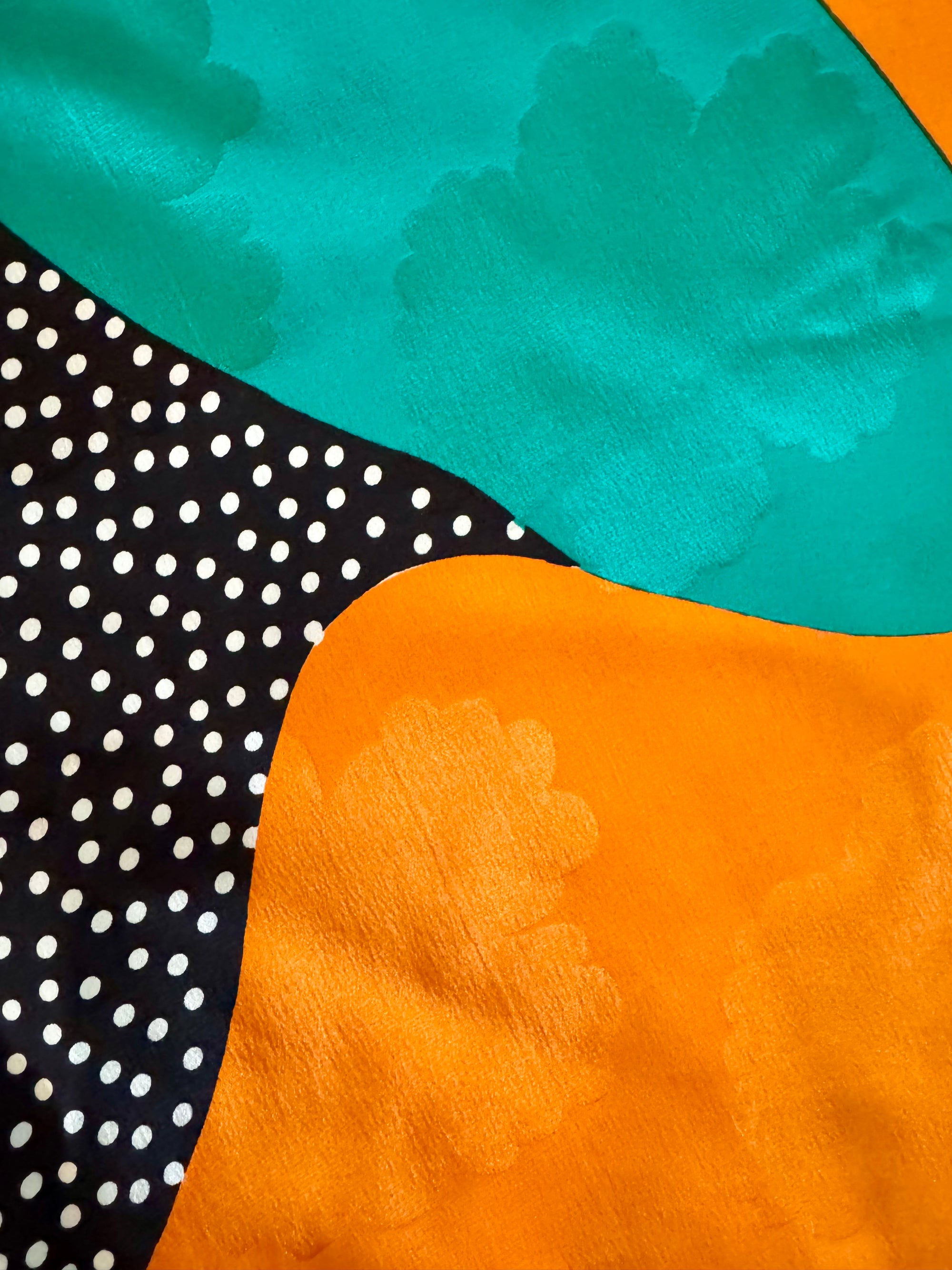 80s Colorful Polka Dot Abstract 100% Silk Art Wear Scarf Wrap