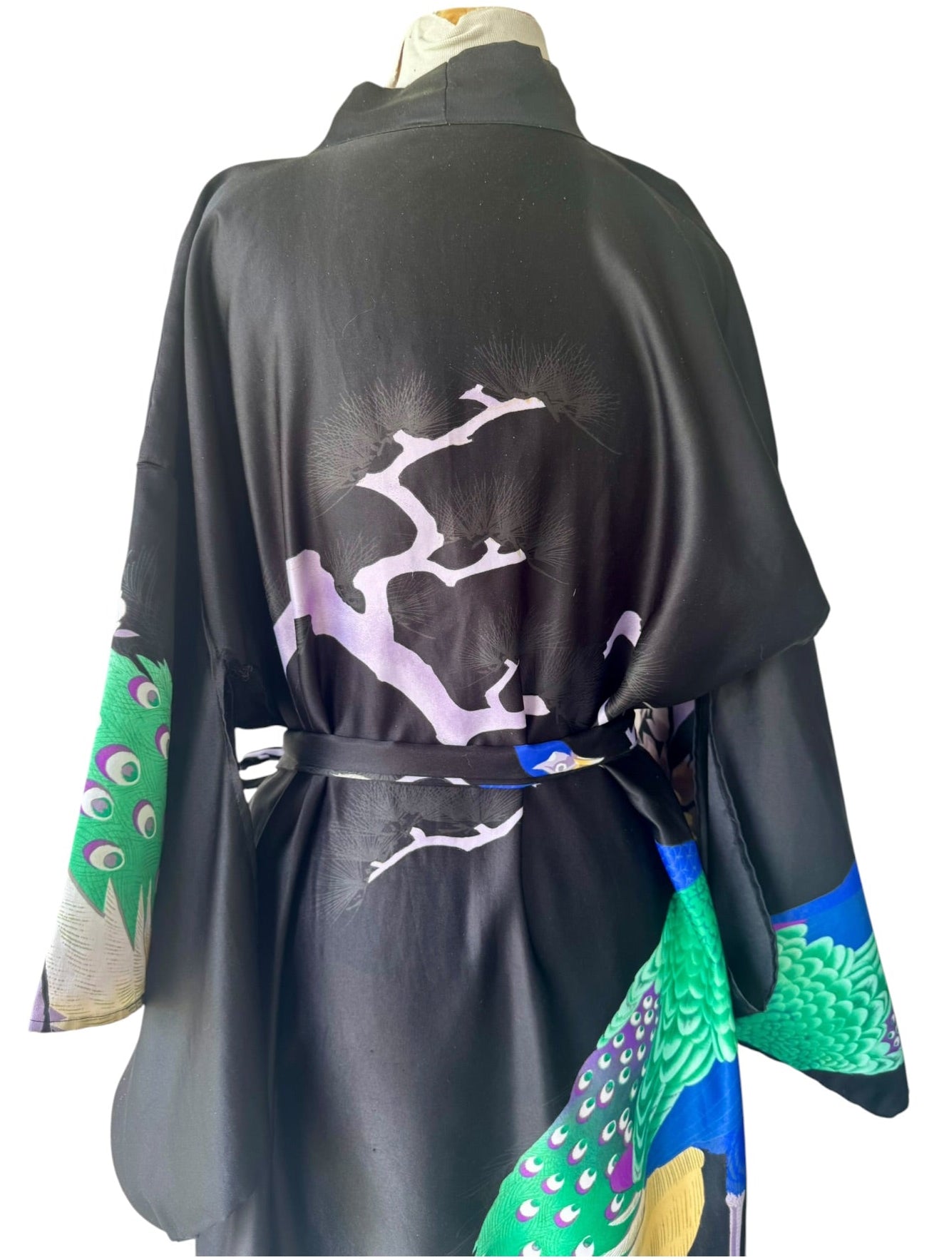 90's Peacock Colorful Floral Kimono Robe