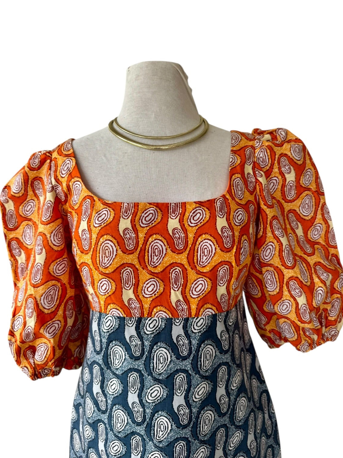 Ankara African Puff Sleeve Geo Sheath Dress
