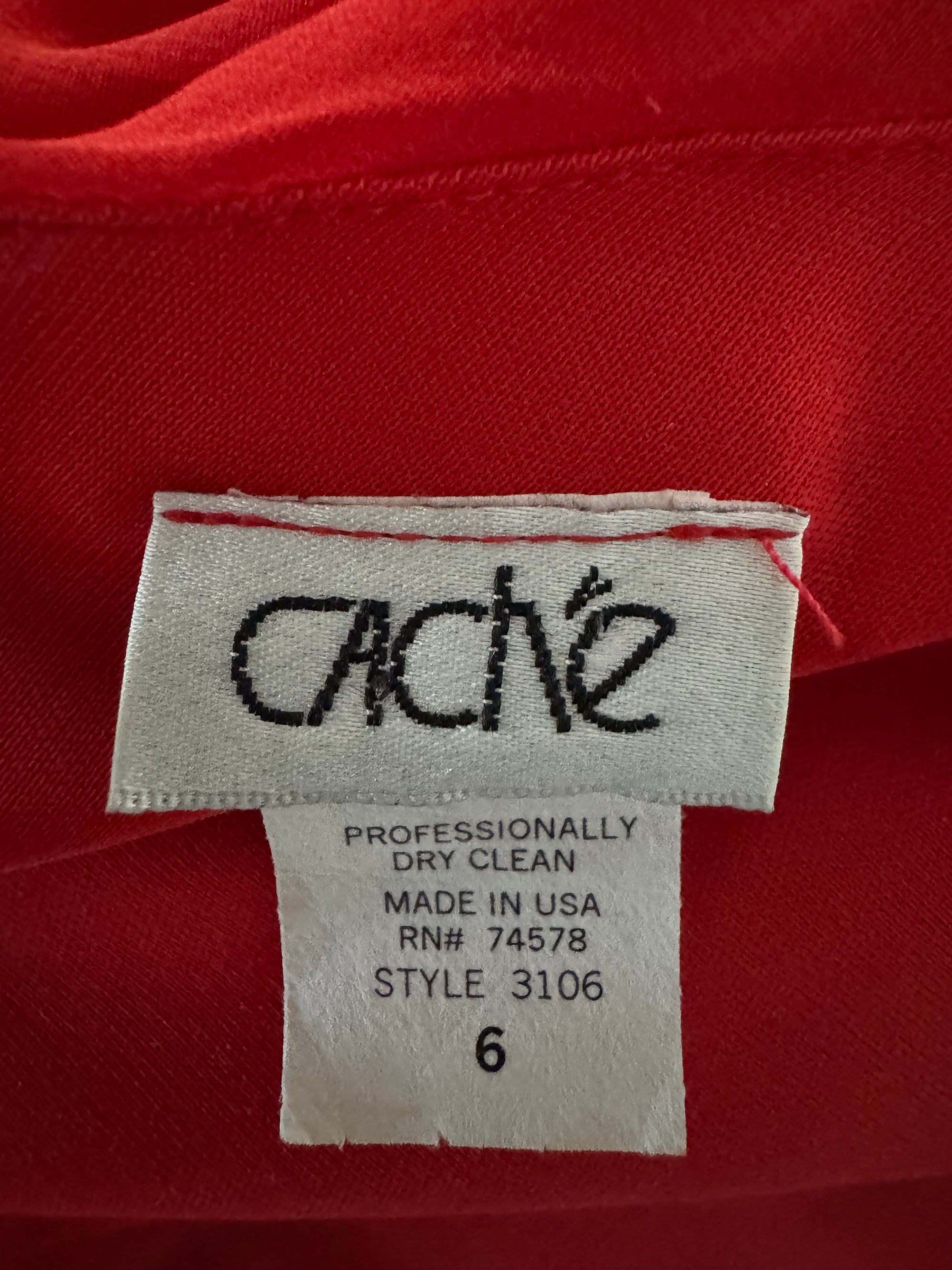 Y2K Cache Red Ombré Cowl Silk Asymmetrical Beaded Dress Sz 6 Whimsy 90s