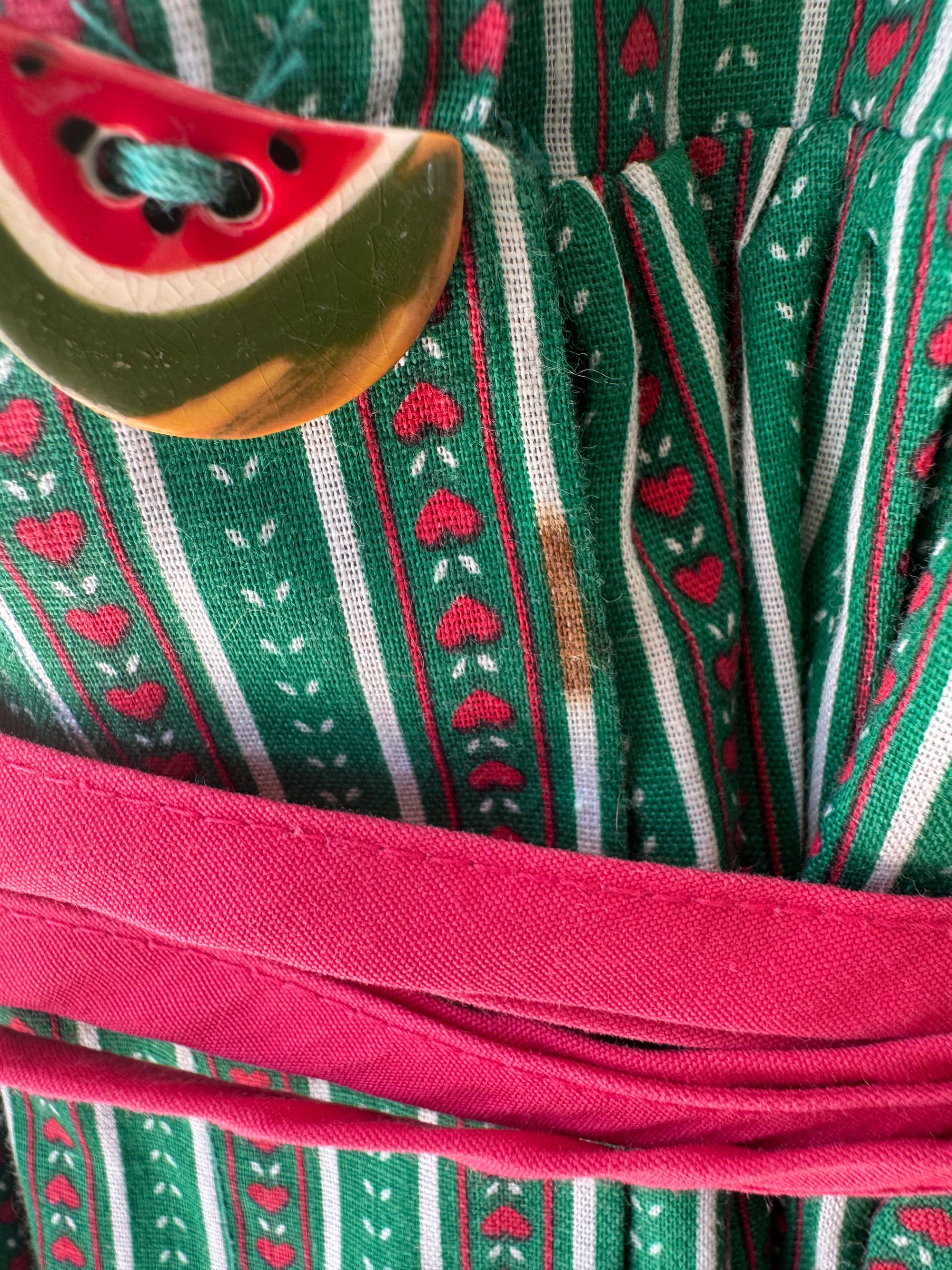 80s Hearts Watermelon Green Stripe Jumper Dress