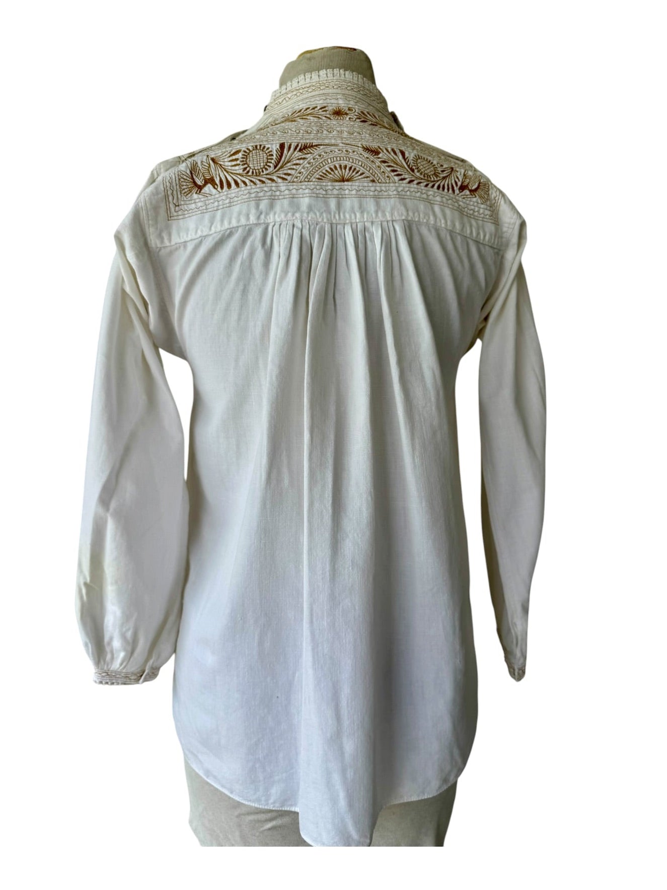 60s Handmade Embroidered White Tunic Peasant Top