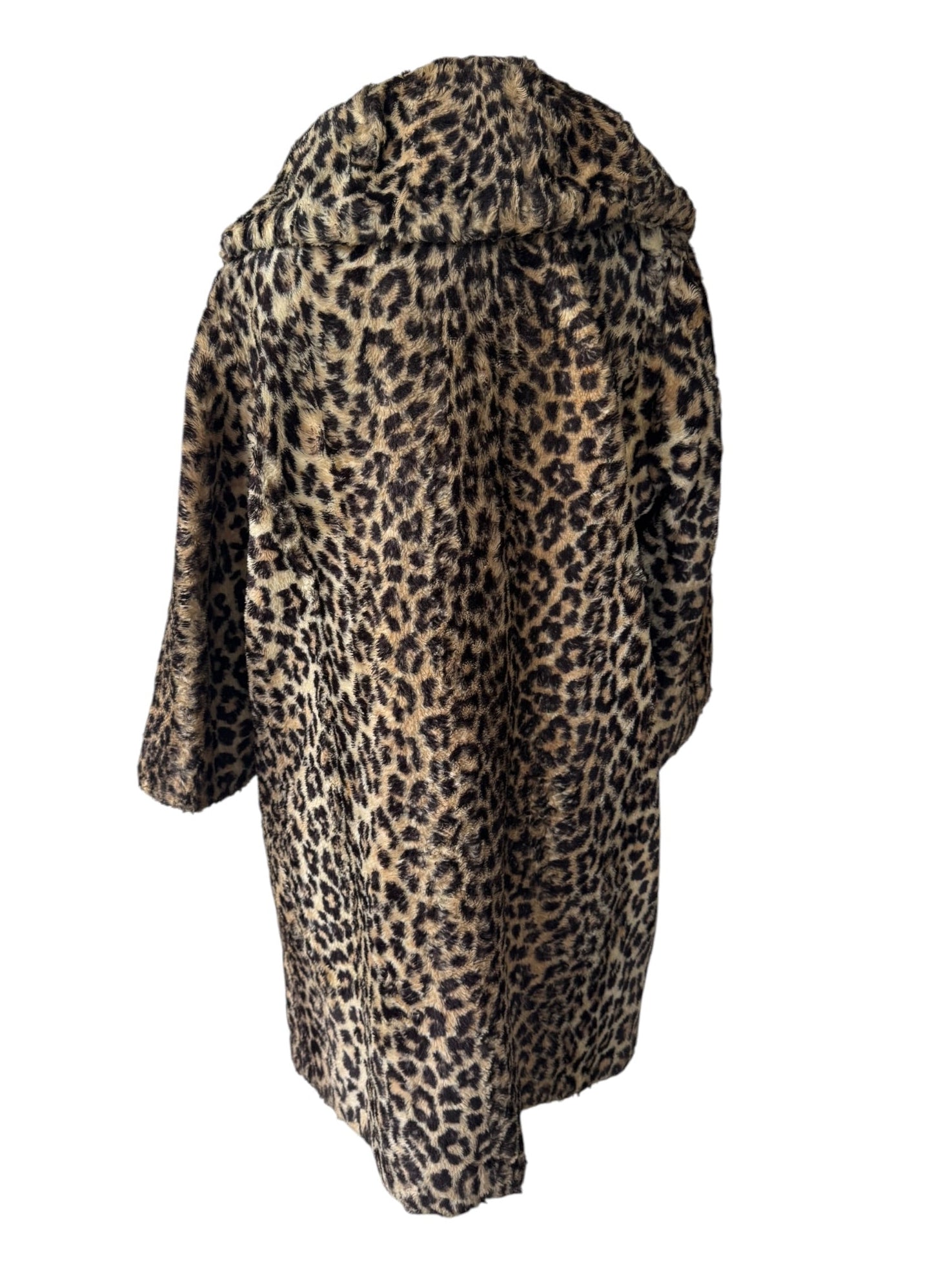 60s Leopard Print Faux Fur Coat