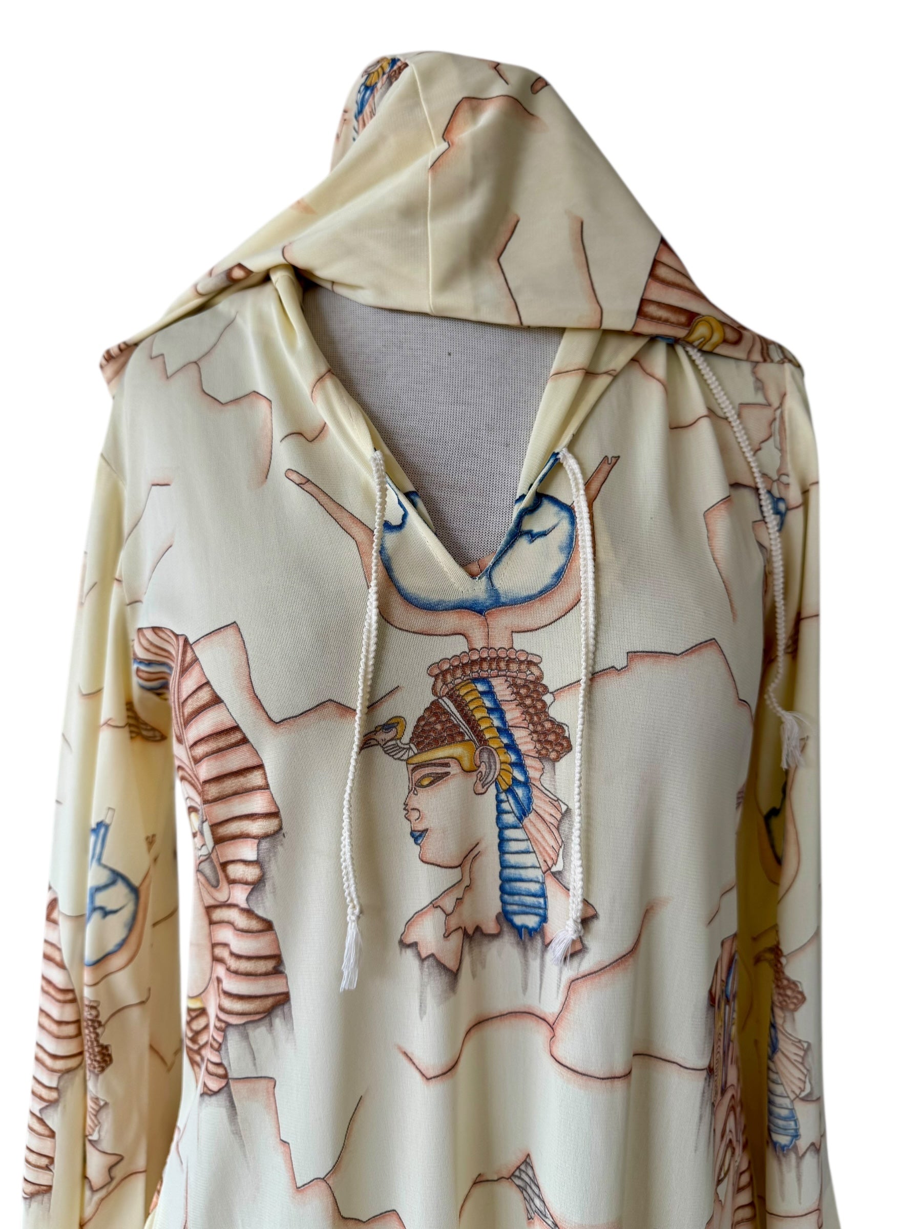 70s Egyptian print Kaftan Lounge Dress